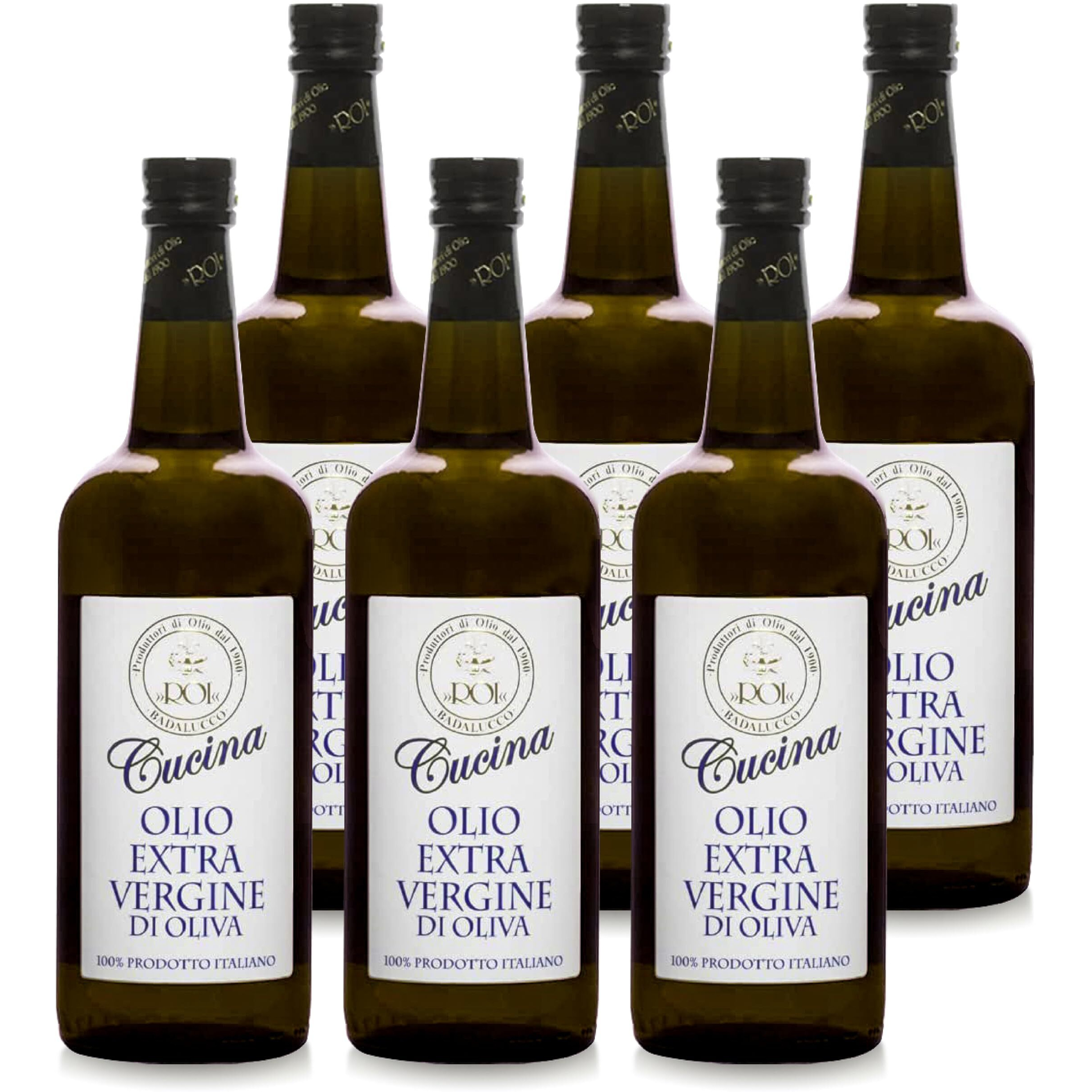 Roi Extra Virgin Olive Oil From Italy - Cucina Ligurian Olive Oil From Italy, First Cold Pressed, Pure, Polyphenol Rich Evoo, 34 Fl Oz (1 Liter), Pack Of 6