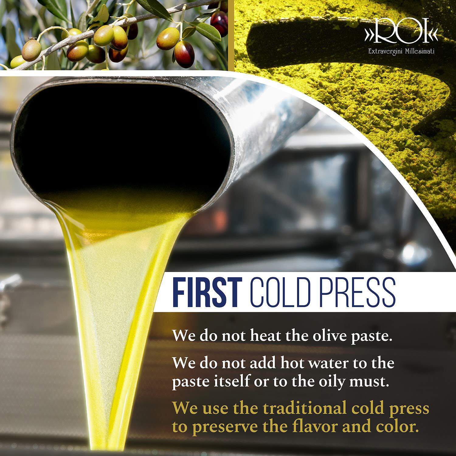 Roi Extra Virgin Olive Oil From Italy - Cucina Ligurian Olive Oil From Italy, First Cold Pressed, Pure, Polyphenol Rich Evoo, 34 Fl Oz (1 Liter), Pack Of 6