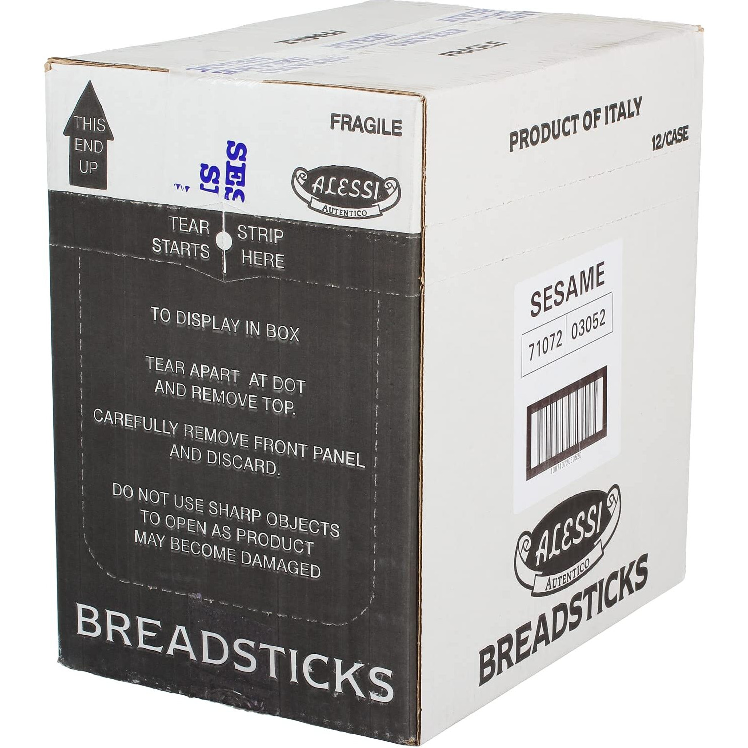Alessi Imported Breadsticks, Sesame Autentico Italian Crispy Bread Sticks, Low Fat Made With Extra Virgin Olive Oil, 4.4Oz (Sesame, 4.4 Ounce (Pack Of 12))
