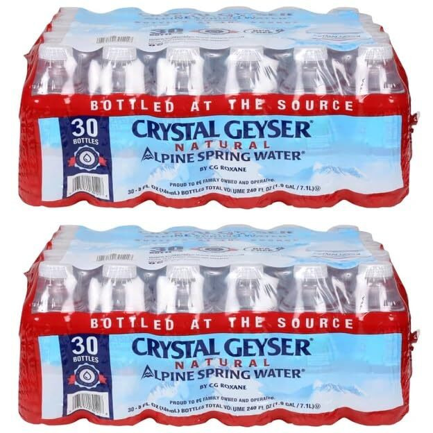 Crystal Geyser Natural Alpine Spring Water, Bottled At The Source, 8Oz Bottles 30 Per Case, 2 Cases