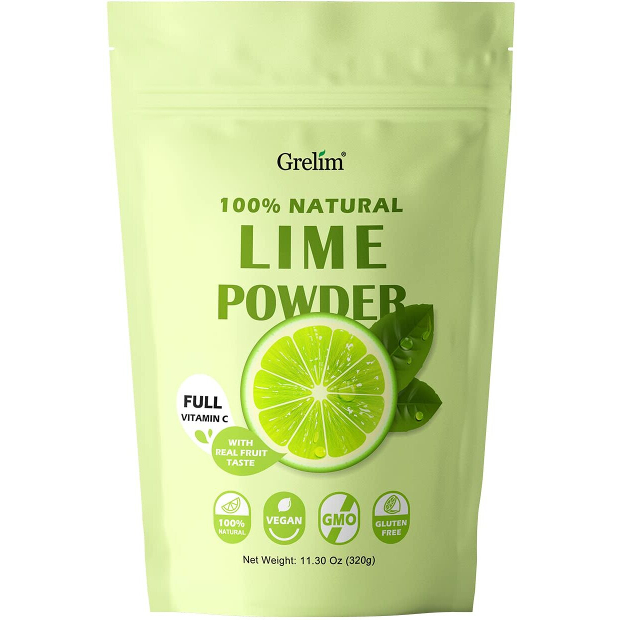 Grelim Lime Powder 11.30 Oz, Freeze Dried Lime Juice Powder, Filler Free, Gluten-Free, Fresh Squeezed Limeade Great For Beverages, Smoothies 320G