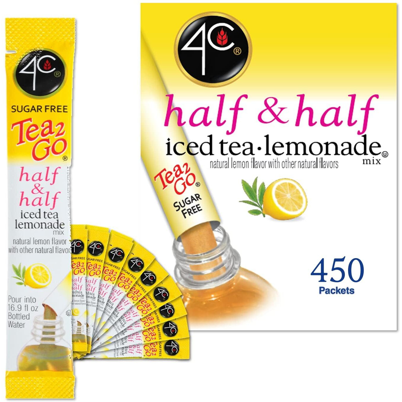 4C Powder Drink Stix, Half & Half 500 Count, Bulk Buy, Singles Stix, On The Go, Refreshing Water Flavorings, Value Pack