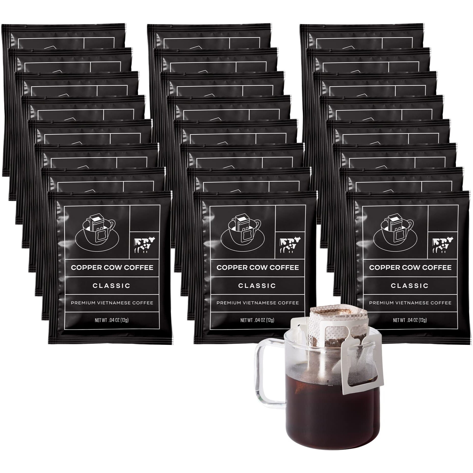 Copper Cow Coffee Premium Vietnamese Coffee Single-Serve Black Coffees (Includes 24 Black Coffees)