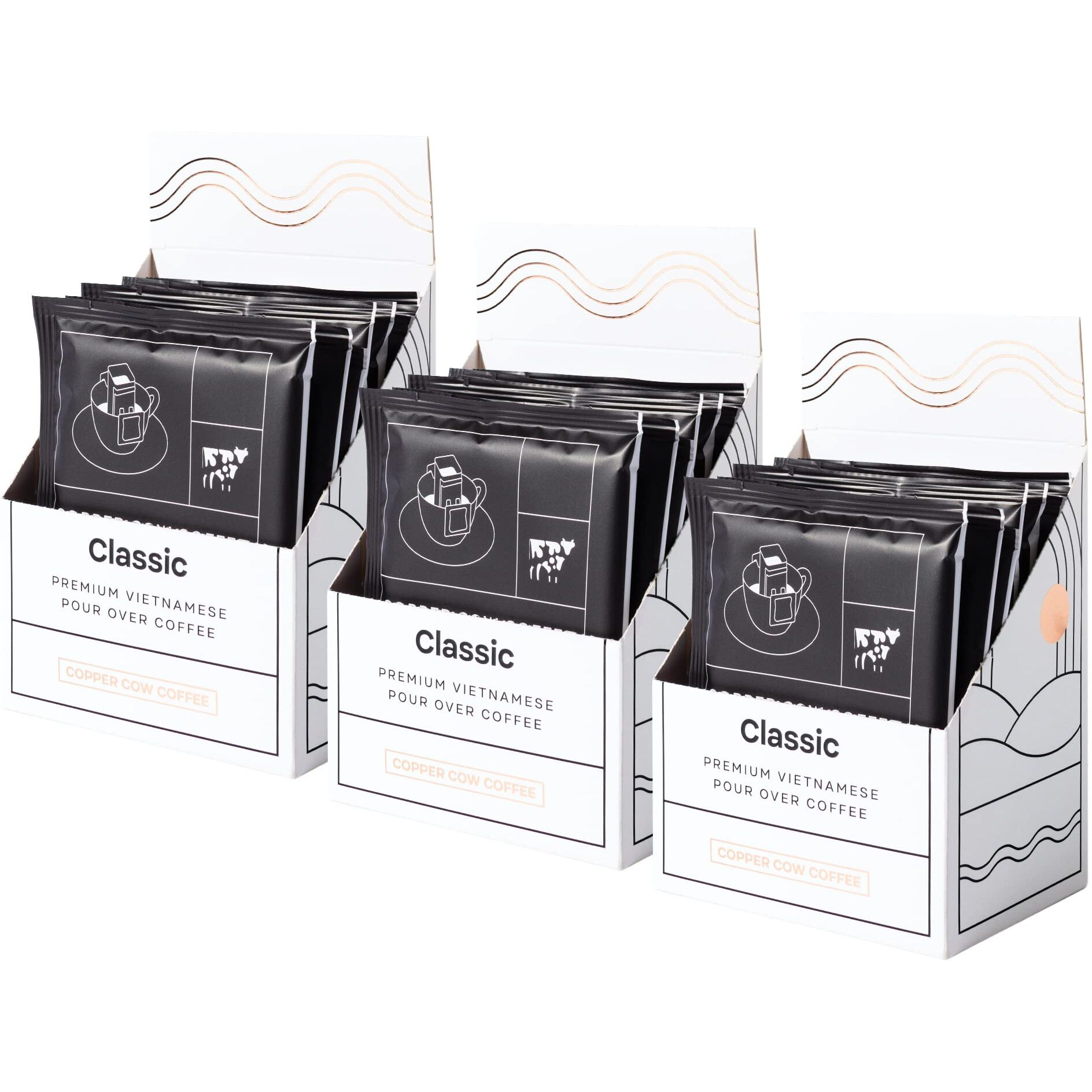 Copper Cow Coffee Premium Vietnamese Coffee Single-Serve Black Coffees (Includes 24 Black Coffees)