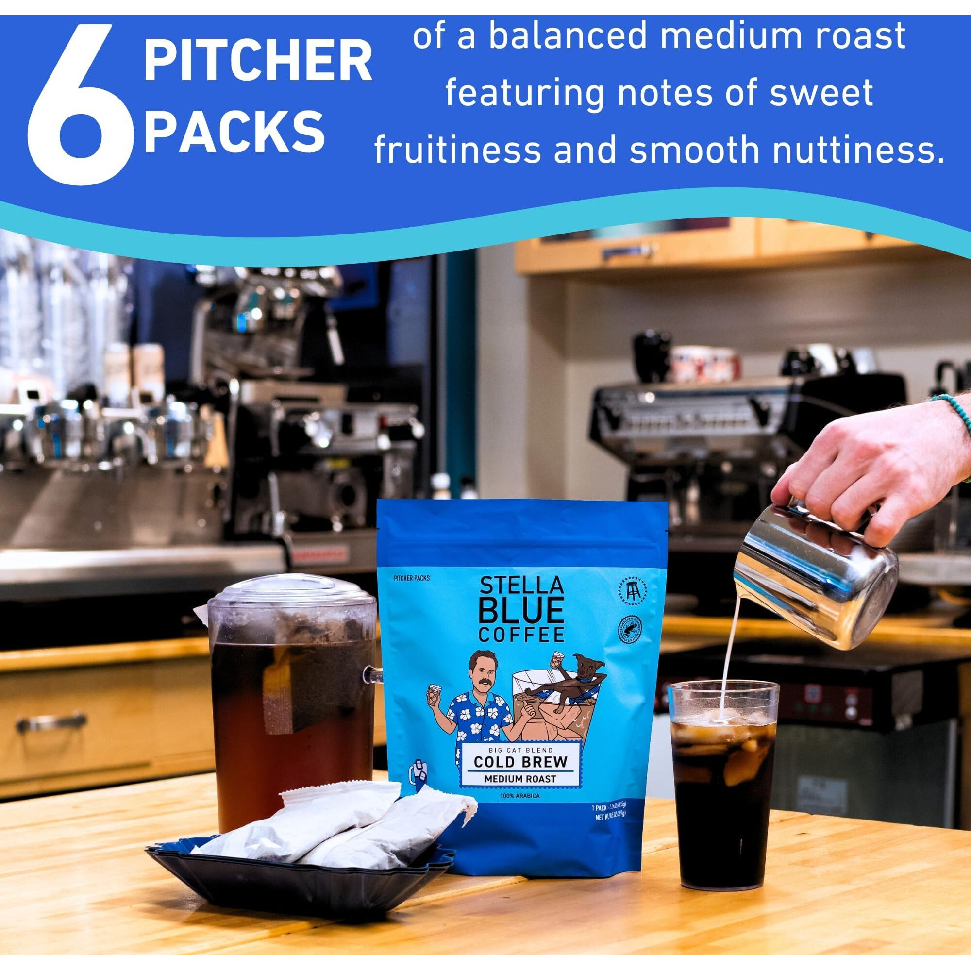 Stella Blue Cold Brew Darkroast Electric Avenue Coffee - Ethically & Sustainably Sourced From Central America - Helps Support Paws Chicago