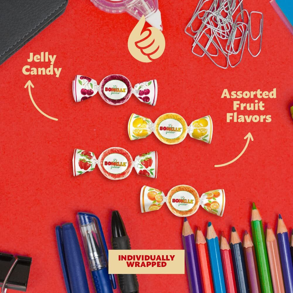 Fida Bonelle Italian Assorted Fruit Jelly Candy, Vegan, Gluten-Free, 1.5 Pound Bag