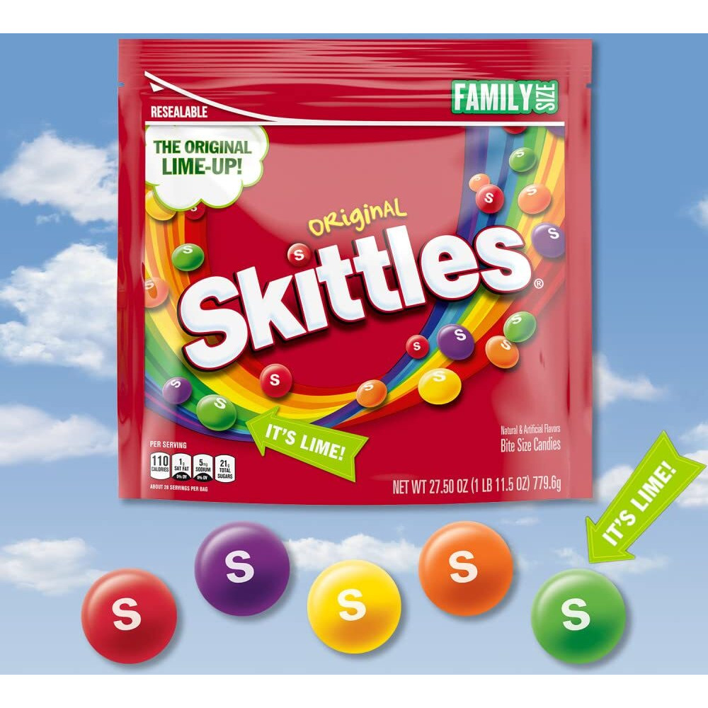 Skittles Original Chewy Candy Bulk Pack, Family Size, 27.5 Oz Bag (Pack Of 6)