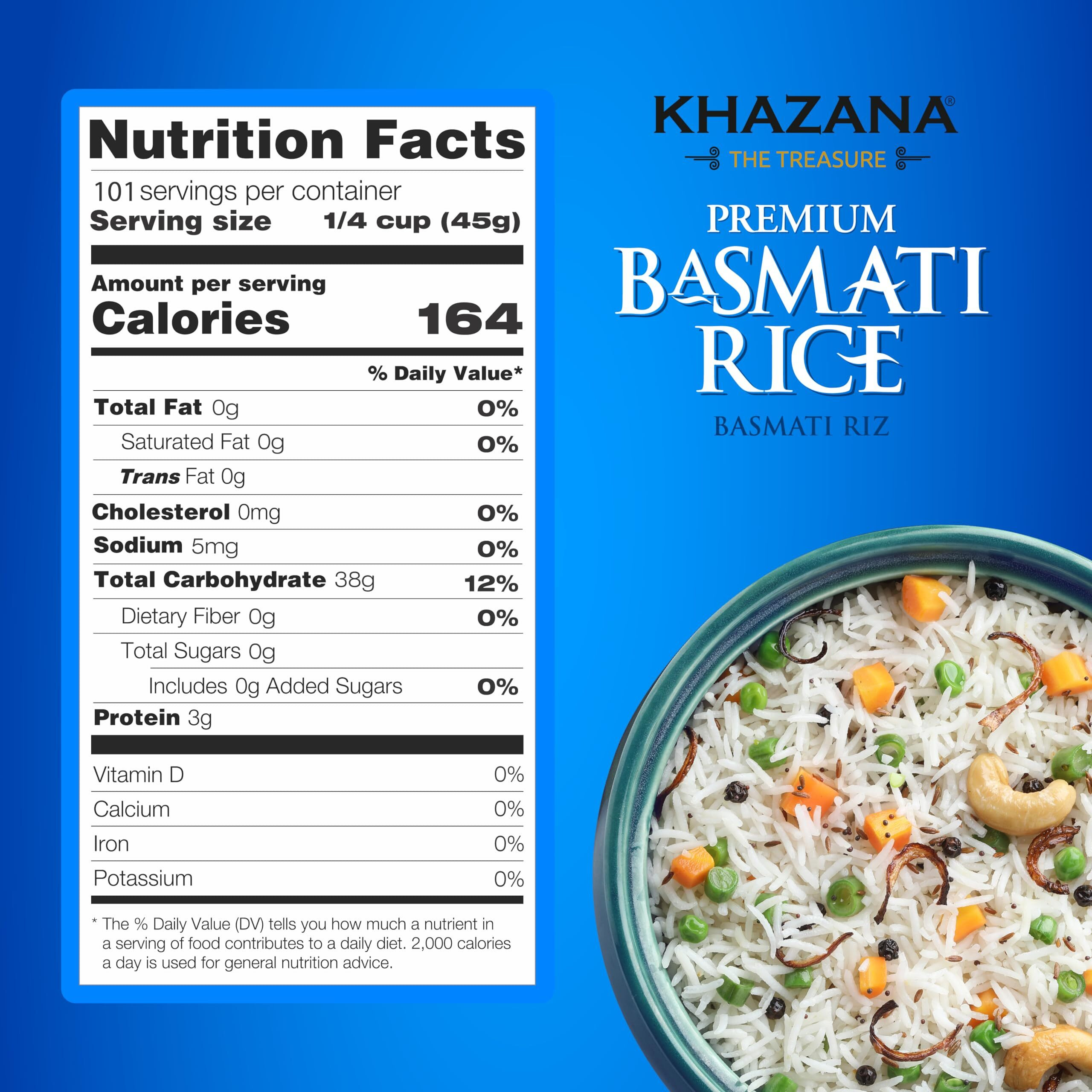 Authentic Premium Basmati Rice By Khazana In 10 Lb Bag - Aromatic And Flavorful Indian Grain - Non-Gmo, Gluten Free, Kosher, Cholesterol Free
