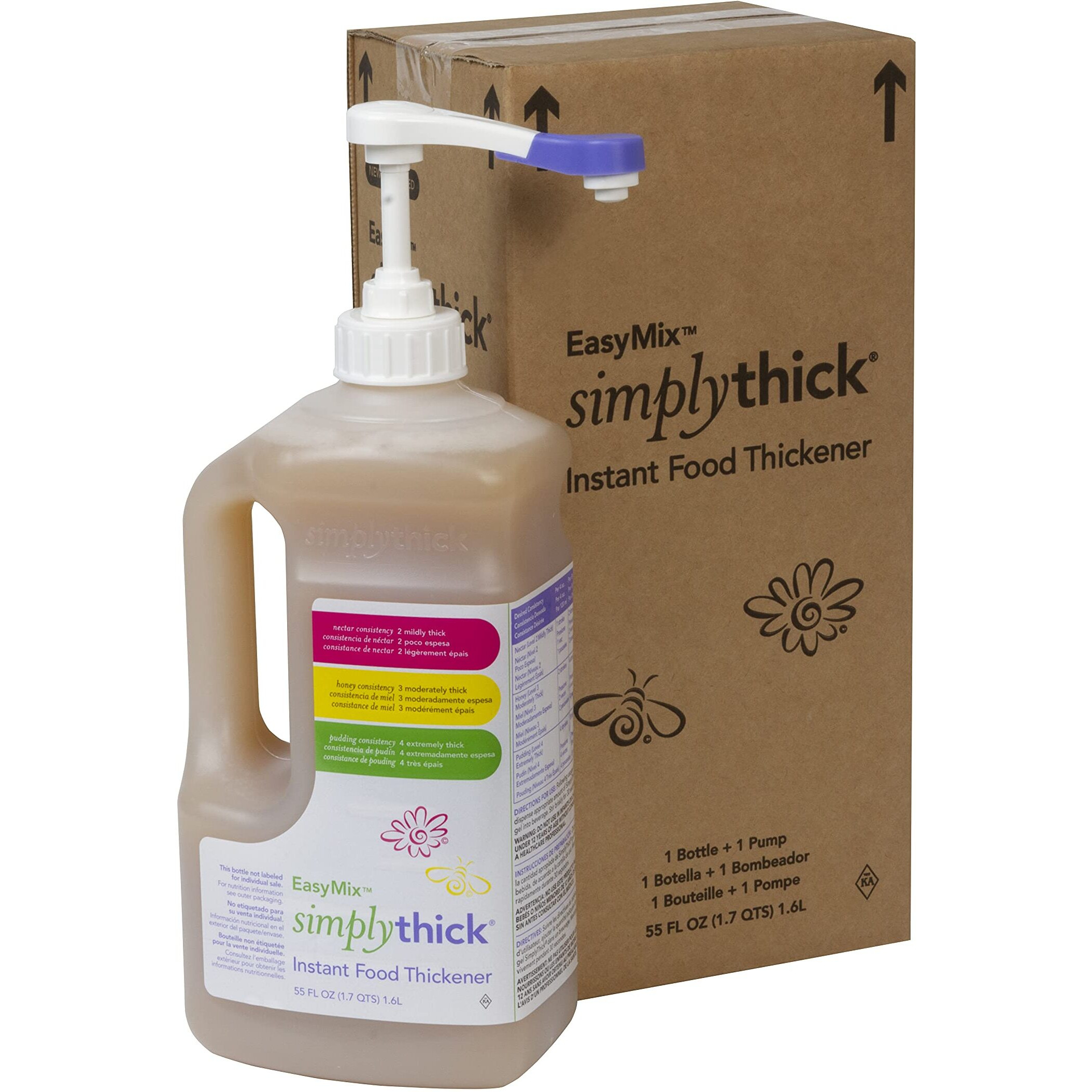 Simplythick Easymix | 302 Servings | Gel Thickener For Those With Dysphagia & Swallowing Disorders | Won'T Alter The Taste Of Liquid | Easy To Prepare | Large 55 Fl Oz Bottle With Pump
