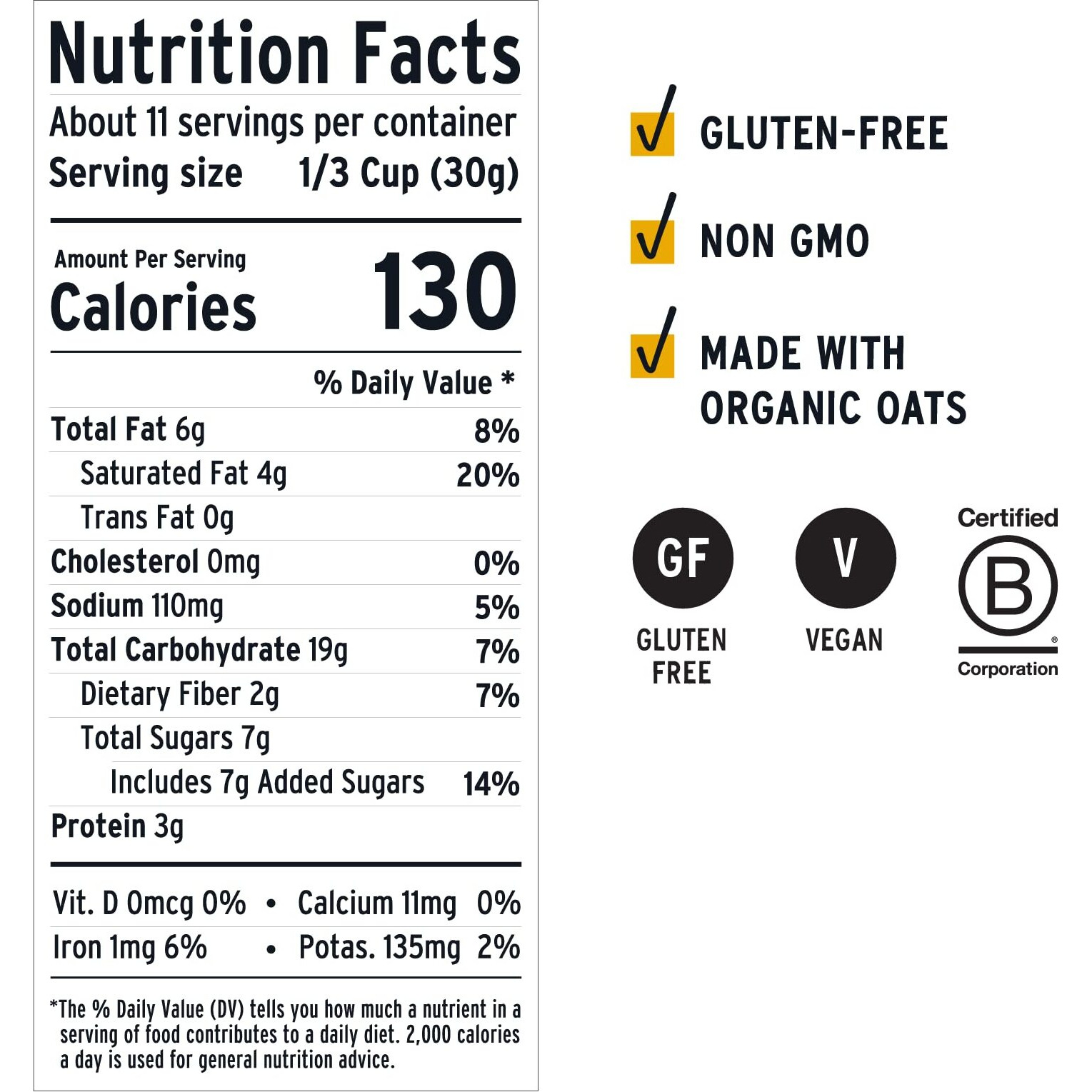 Purely Elizabeth Vanilla Chocolate Chip, Ancient Grain Granola, Gluten-Free, Non-Gmo (6 Ct, 72Oz Bulk)