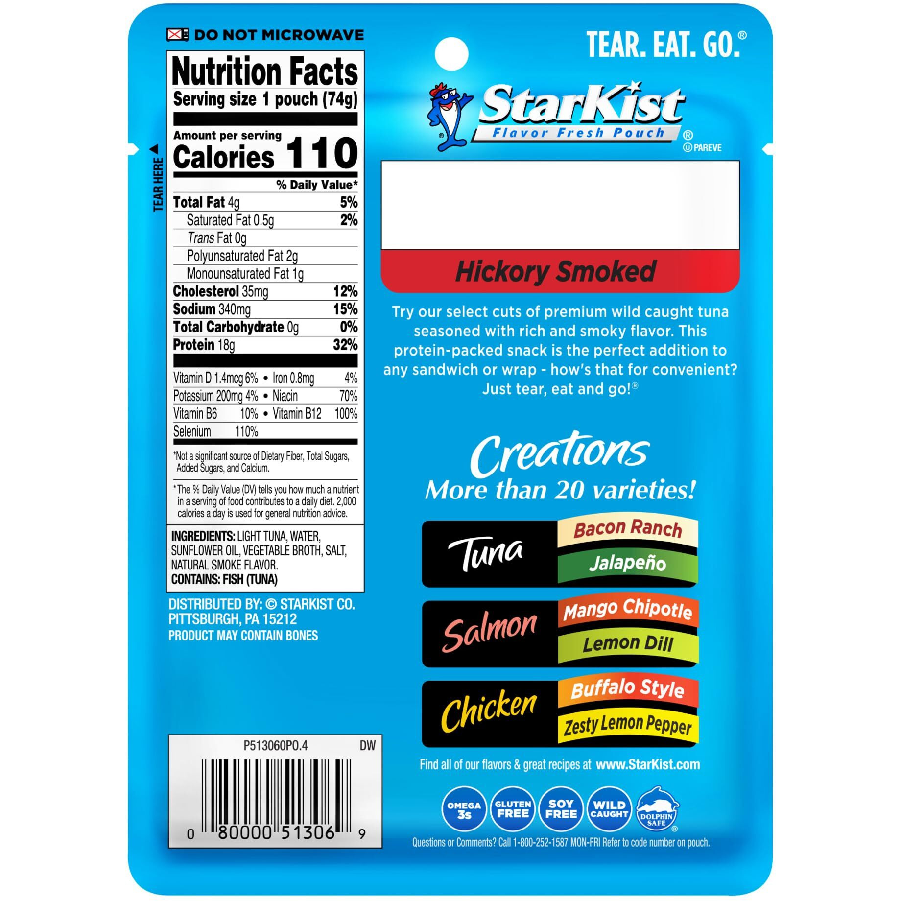 Starkist Tuna Creations Hickory Smoked, 2.6 Oz, Pack Of 12