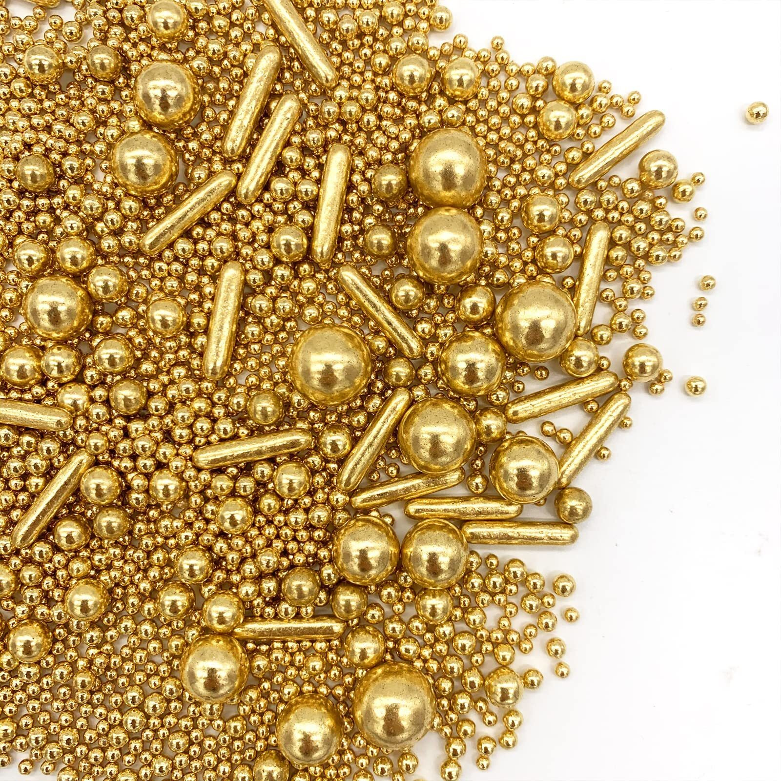 Sprinkles Gold Pearl Sugar Candy Mix Size, Nut Free, Baking Cake Decorations Cupcake Toppers Cookie Decorating Ice Cream Celebrations Shaker Jar Wedding Shower Party (120G/4.2Oz)
