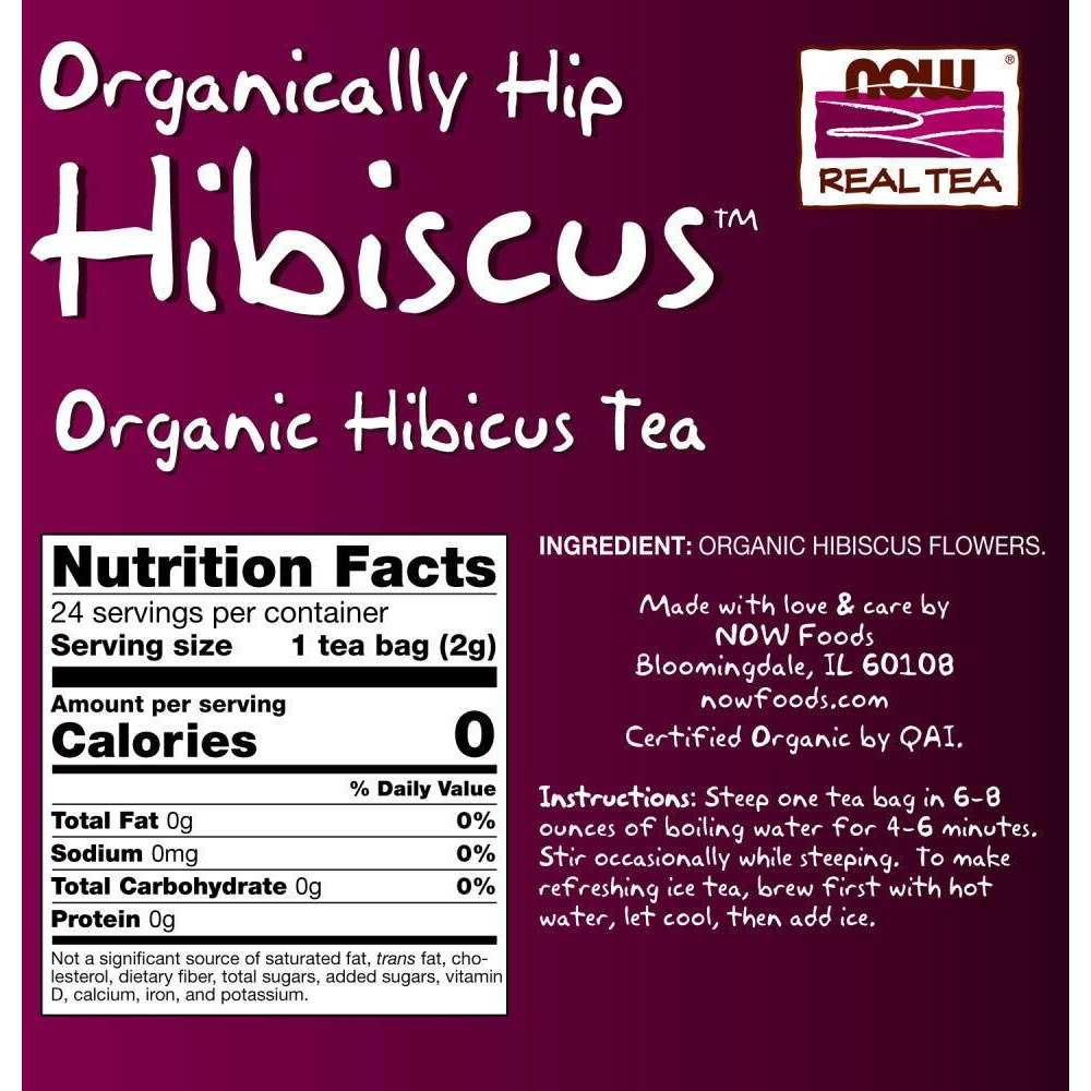 Now Foods Organically Hip Hibiscus Tea, 24 Tea Bag (2 Pack)