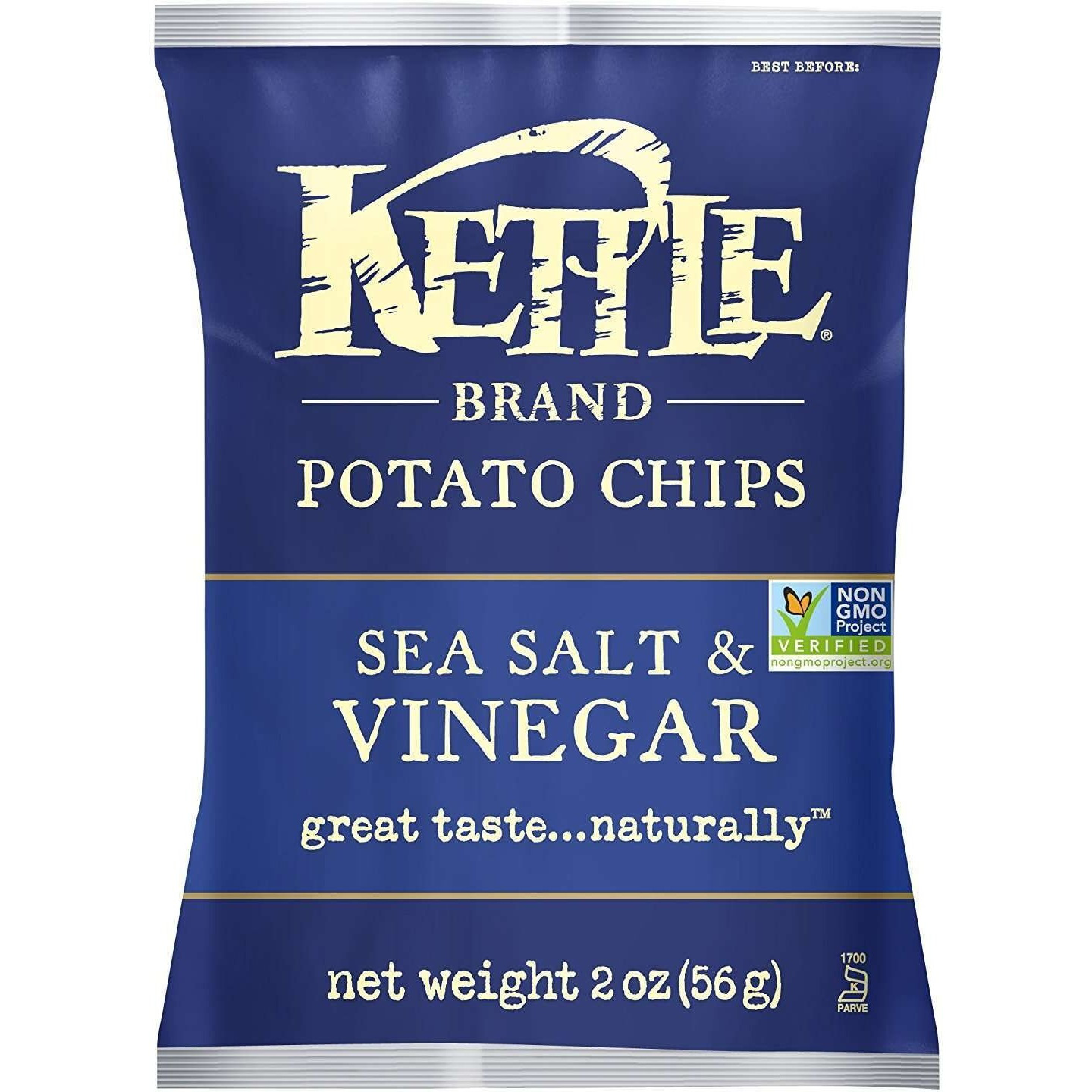 Kettle Brand Potato Chips, Sea Salt & Vinegar Bags, 2 Ounce (Pack Of 24)