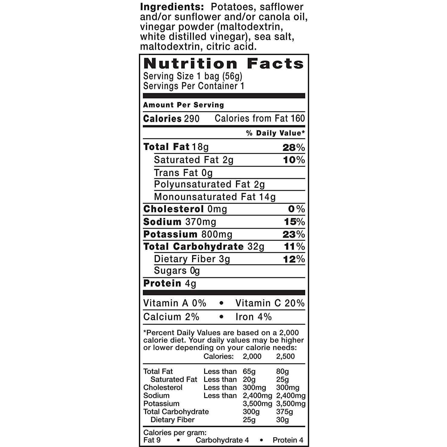 Kettle Brand Potato Chips, Sea Salt & Vinegar Bags, 2 Ounce (Pack Of 24)