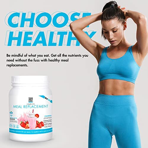 Yes You Can Complete Meal Replacement - 15 Servings, 20G Of Protein, 0G Added Sugars, 21 Vitamins And Minerals - All-In-One Nutritious Meal Replacement Shake (Strawberry)