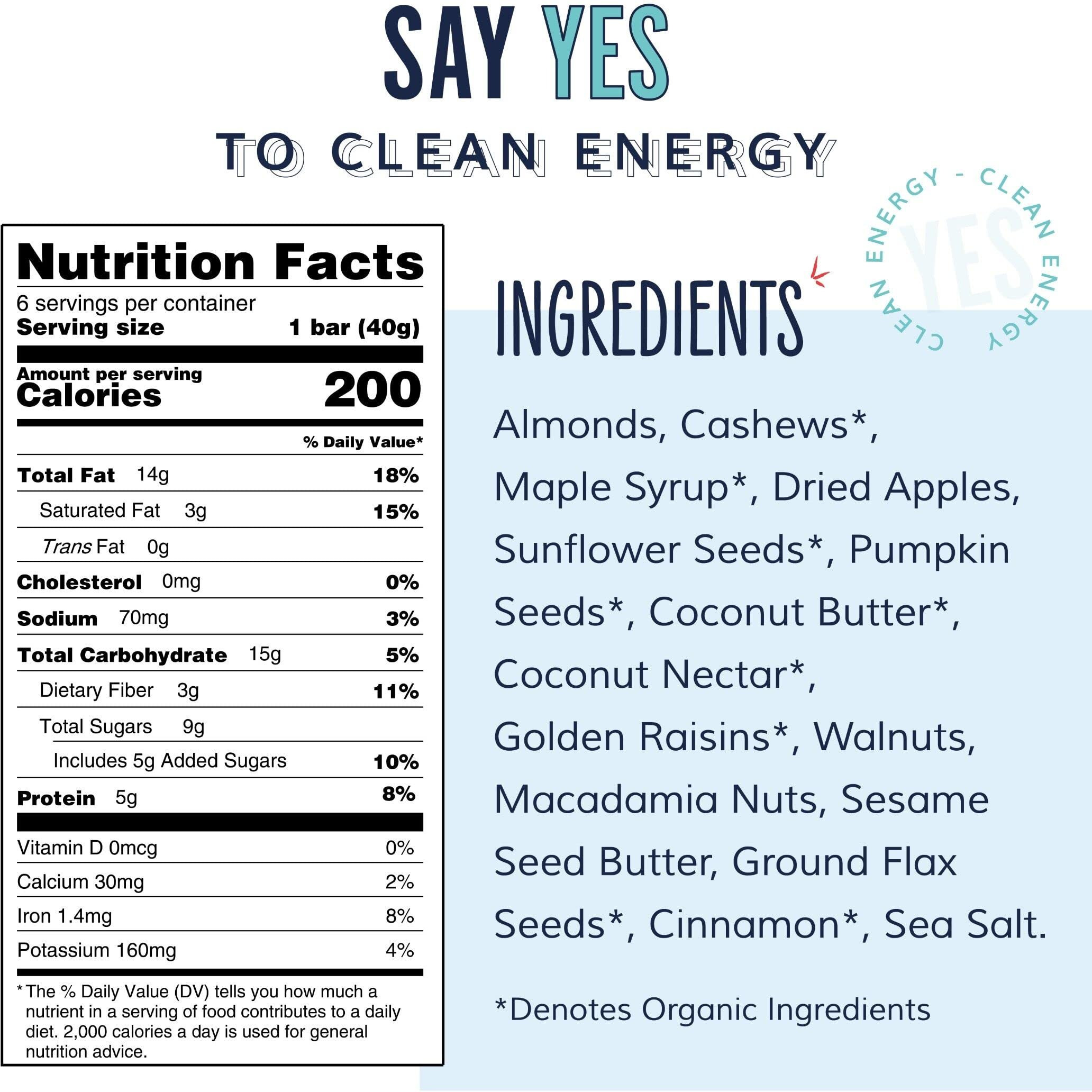 The Yes Bar Apple Cinnamon Crisp - Plant Based Protein, Decadent Snack Bar - Vegan, Paleo, Gluten Free, Dairy Free, Low Sugar, Healthy Snack, Breakfast, Low Carb, Keto Friendly (Pack Of 6)