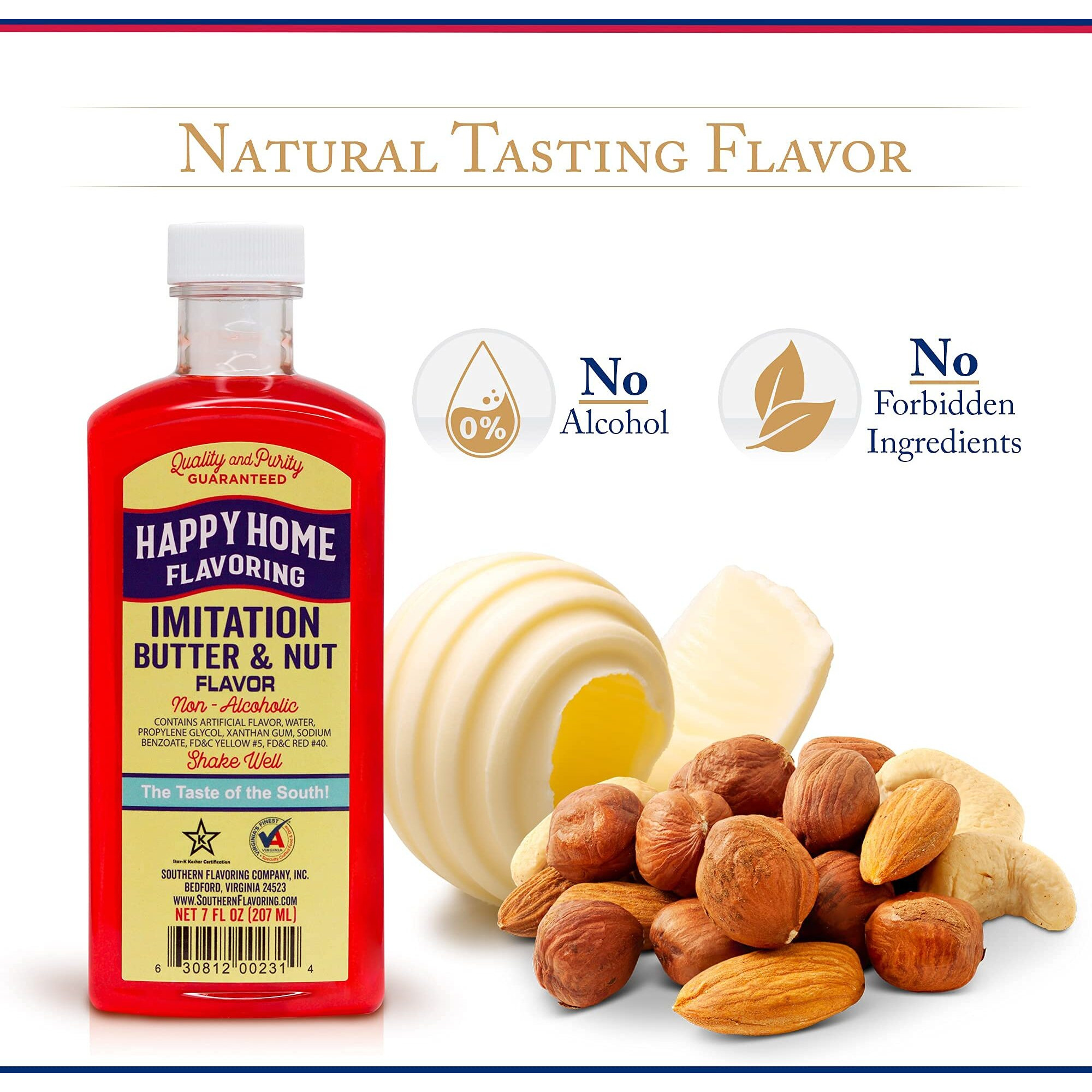 Happy Home Imitation Butter & Nut Flavoring, Non-Alcoholic, Certified Kosher, 7 Oz.