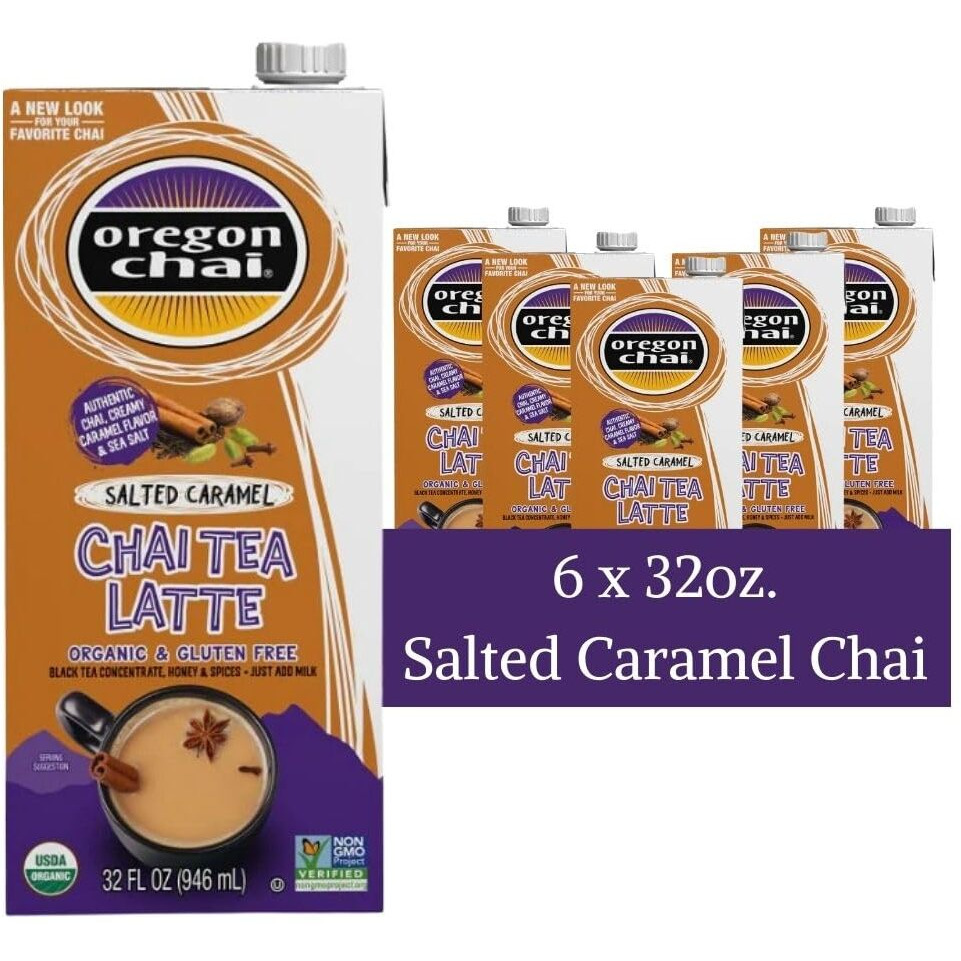 Oregon Chai Salted Caramel Concentrate, 32 Fluid Ounce (Pack Of 6)