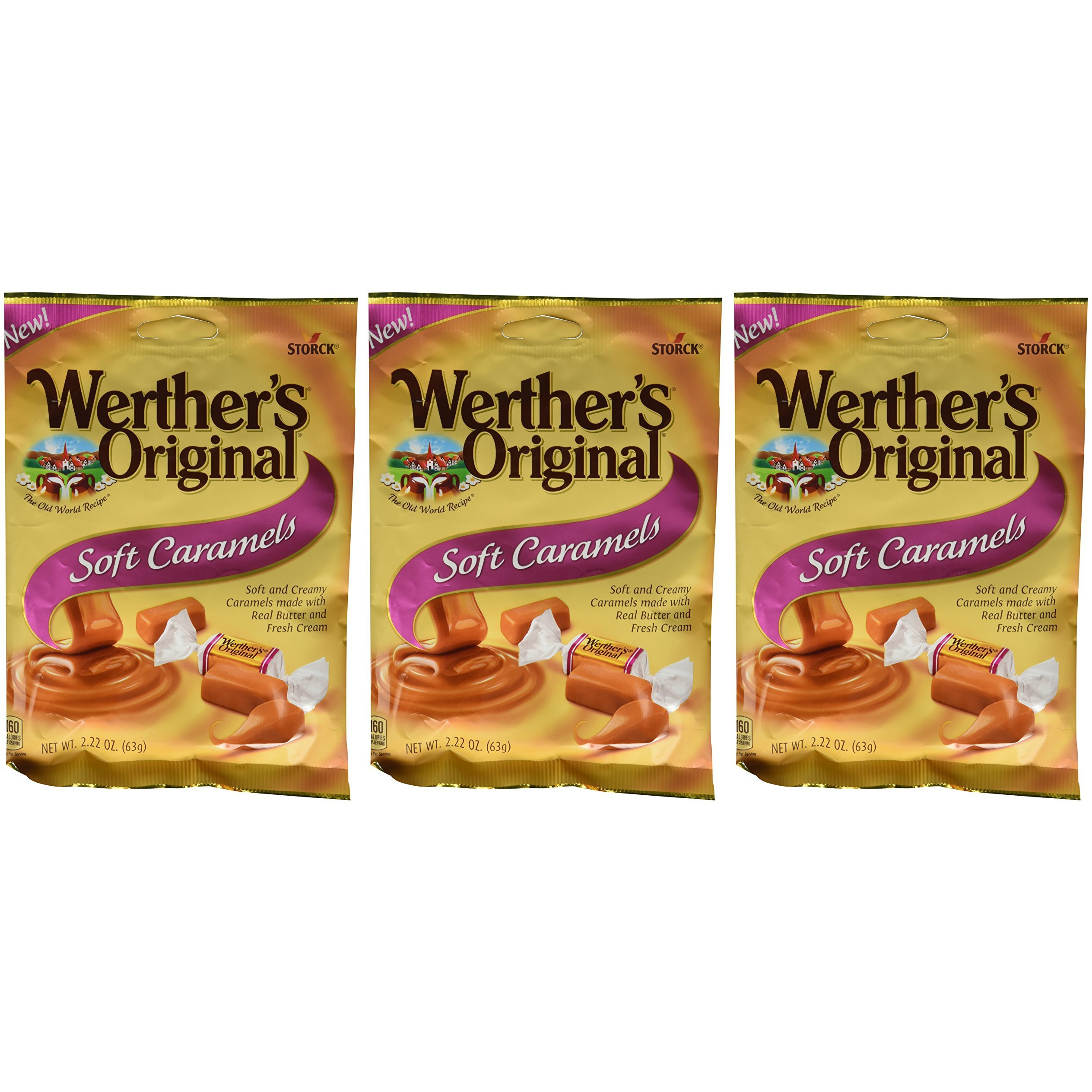 Werther's Original New Soft Caramels 2.22 Oz (63G) (3 Pack)
