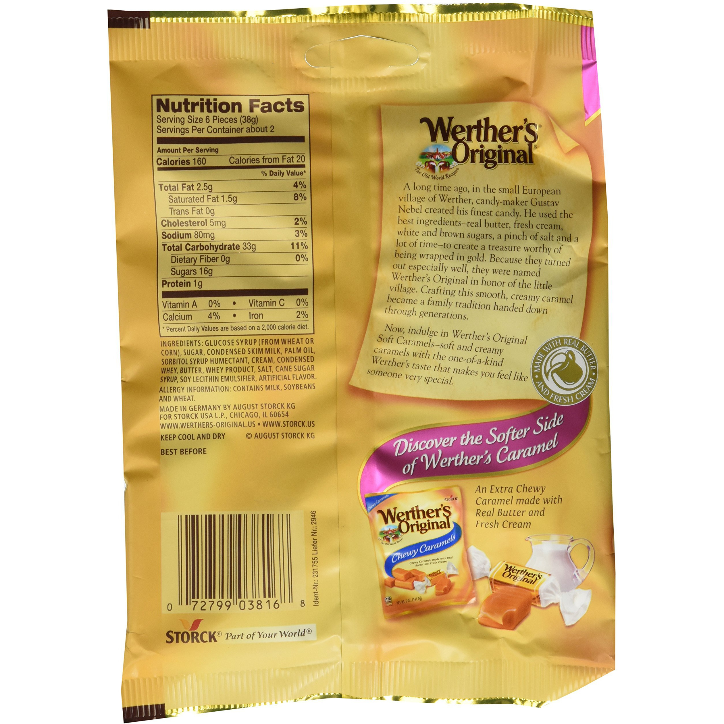 Werther's Original New Soft Caramels 2.22 Oz (63G) (3 Pack)