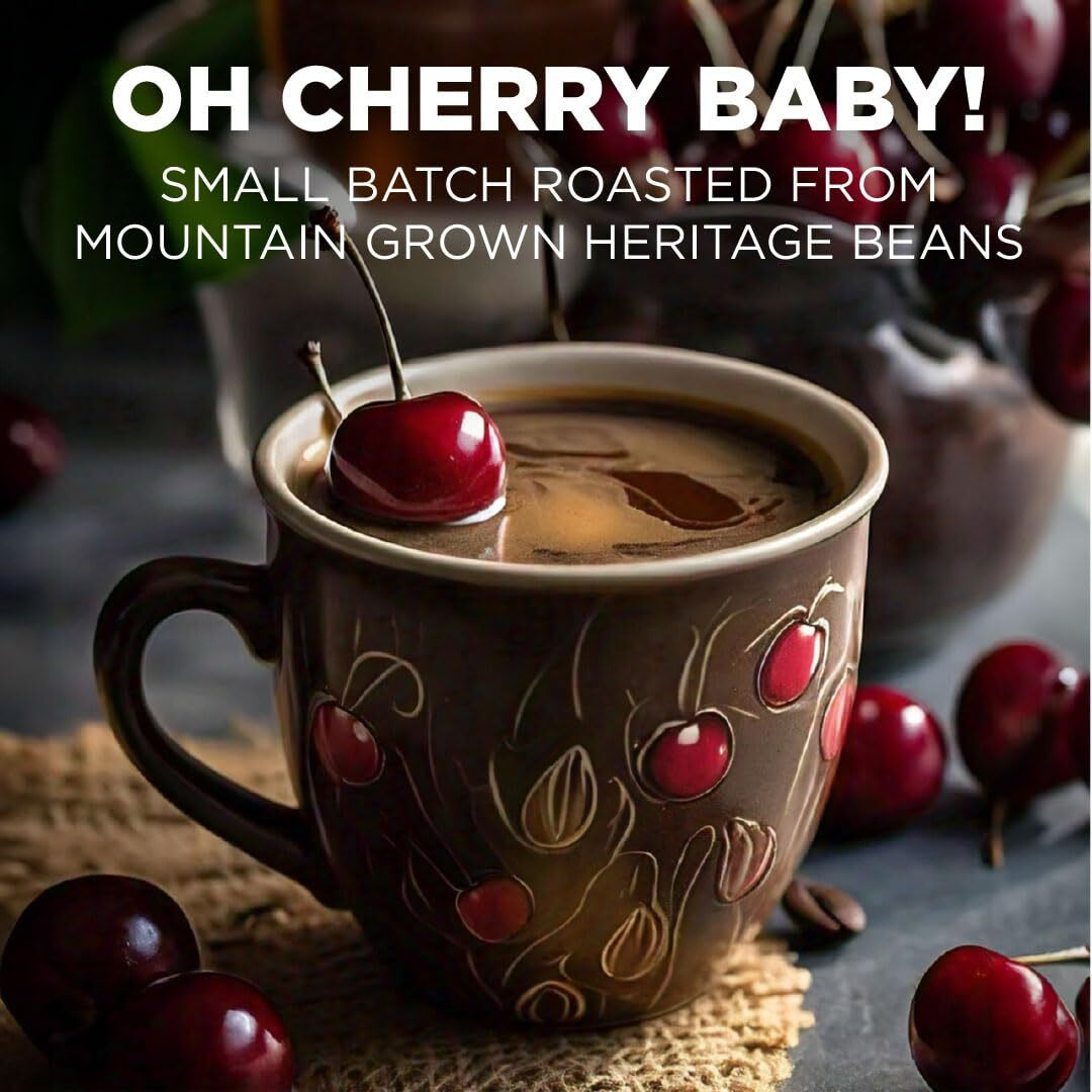 Maud's Cherry Flavored Coffee Pods, 50 Ct | Oh Cherry Baby | 100% Arabica Medium Roast Coffee | Solar Energy Produced Recyclable Single Serve Coffee Pods Compatible With Keurig K-Cup Brewers