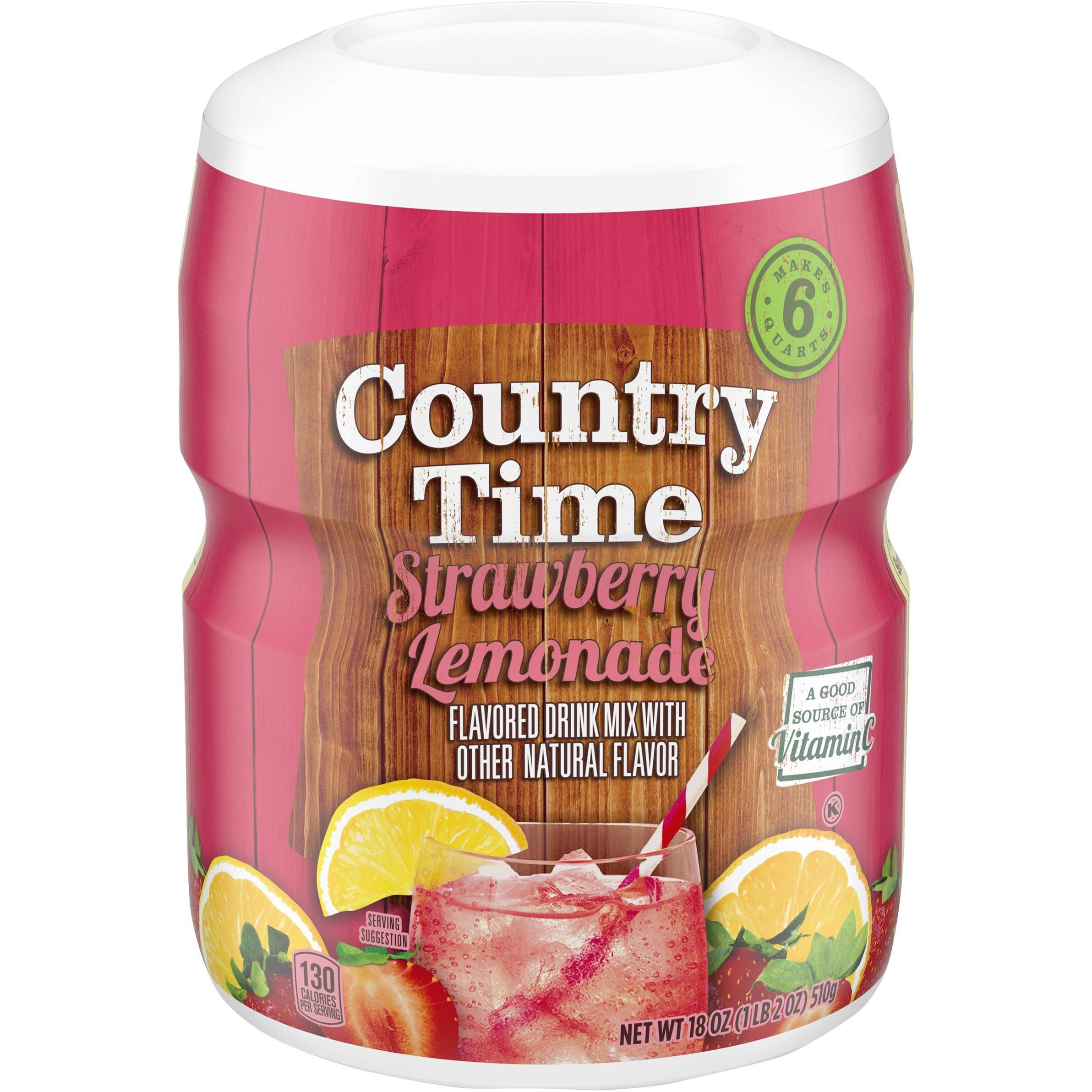 Country Time Strawberry Lemonade Naturally Flavored Powdered Drink Mix 1 Count 18 Oz Canister