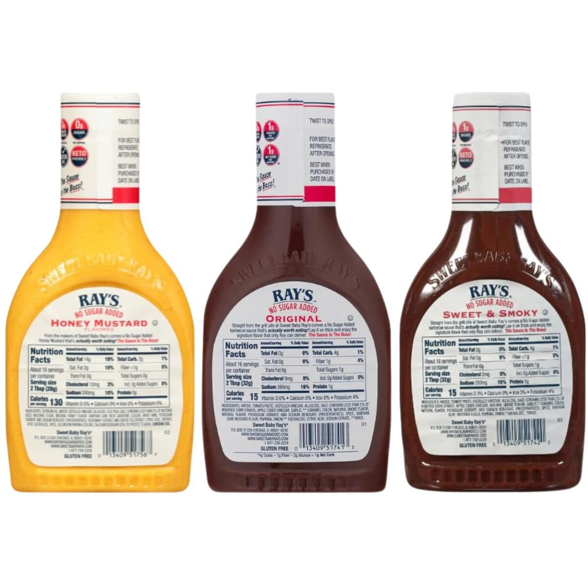 Sweet Baby Ray's Variety Bbq Sauce Set - Honey Mustard, Original, And Sweet & Smoky - 18 Oz Bottles, Pack Of 3 For Flavorful Grilling And Culinary Adventures Galore (Variety Pack)