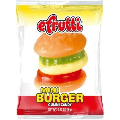 Efrutti Mini Burger Gummy Candy, 2 Lb - 101 Count Bulk Bag