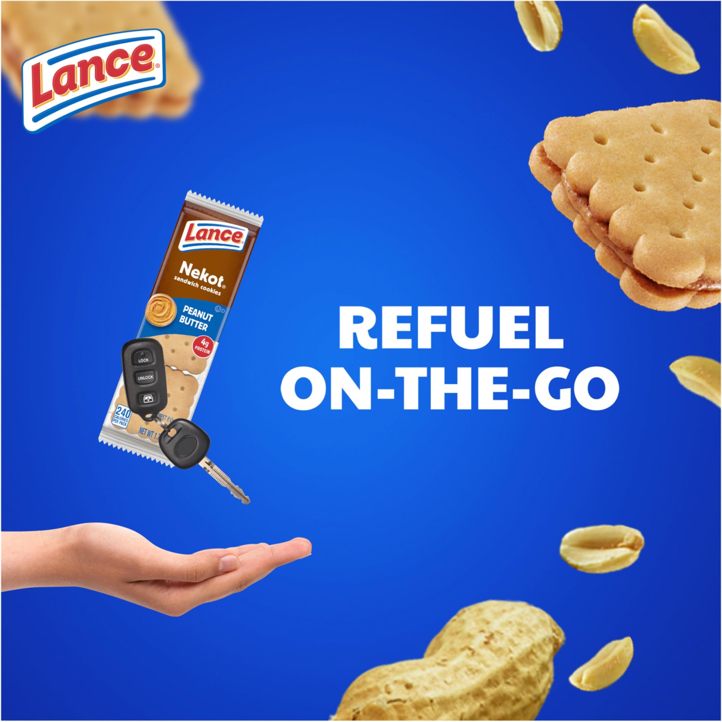 Lance Sandwich Cookies, Nekot Peanut Butter, 8 Individually Wrapped Packs, 6 Sandwiches Each