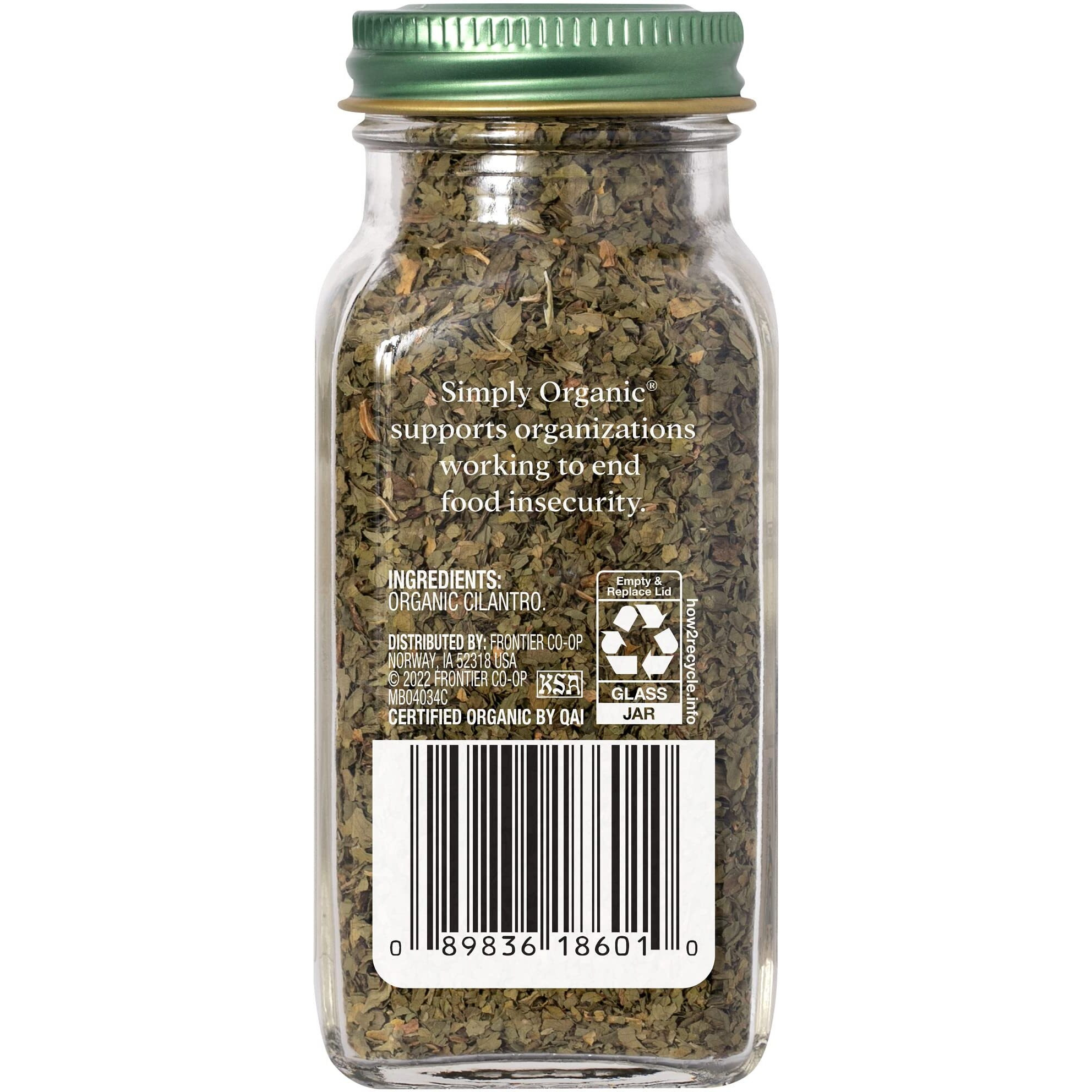 Simply Organic Cilantro Leaf, Cut & Sifted, Certified Organic | 0.78 Oz | Pack Of 6 | Coriandrum Sativum L.