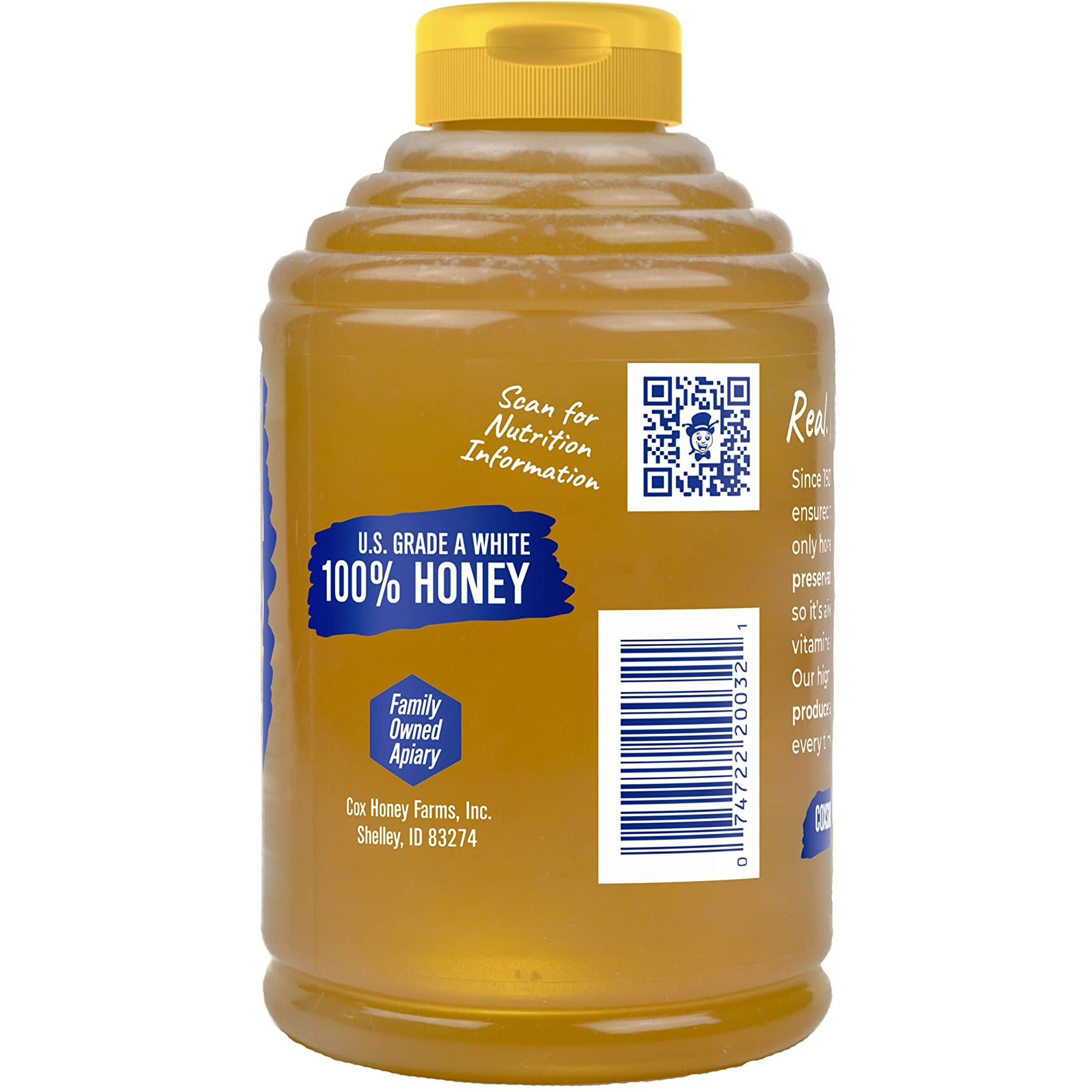Cox's Honey 100% Pure, Raw Unfiltered Clover Honey, Rich In Nutrients, Family Owned Apiary, 32 Oz Bottle
