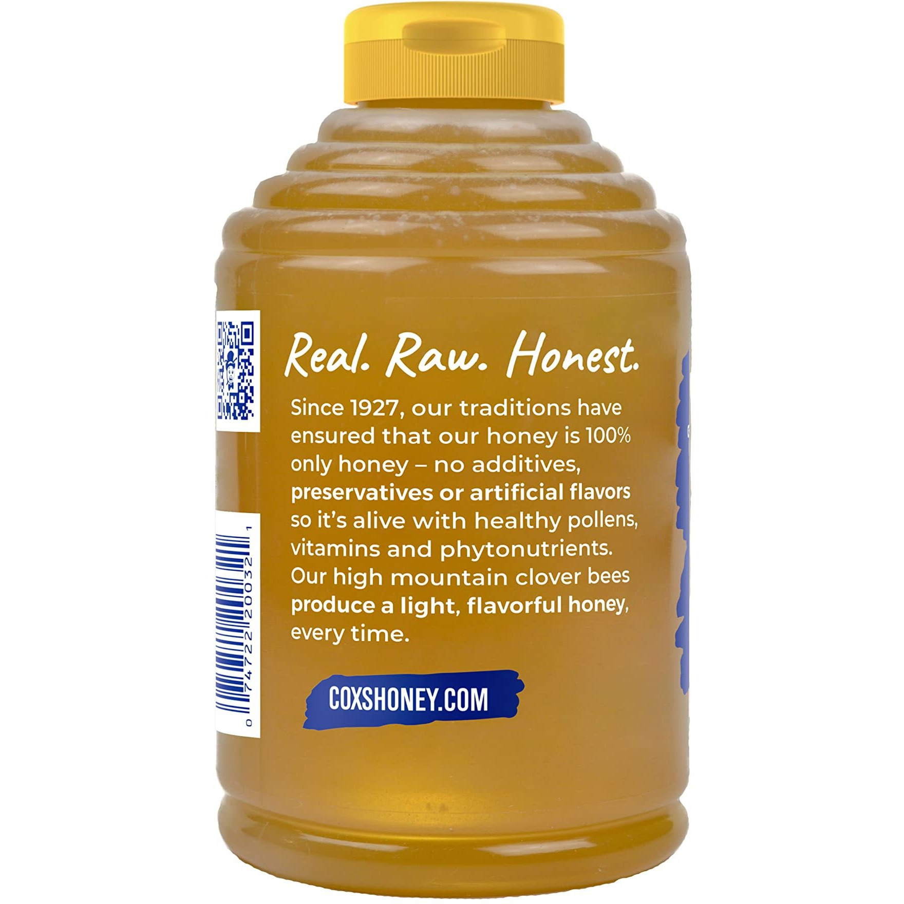 Cox's Honey 100% Pure, Raw Unfiltered Clover Honey, Rich In Nutrients, Family Owned Apiary, 32 Oz Bottle