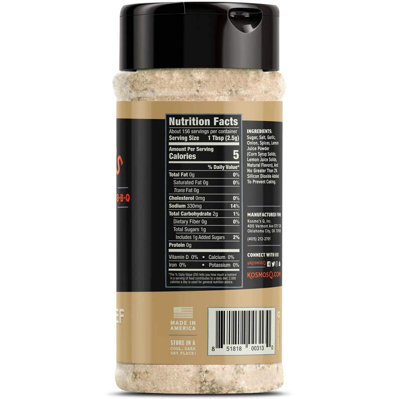 Kosmos Q Dry Rub Texas Beef Bbq Dry Rub, Bottle Of 13.8 Oz