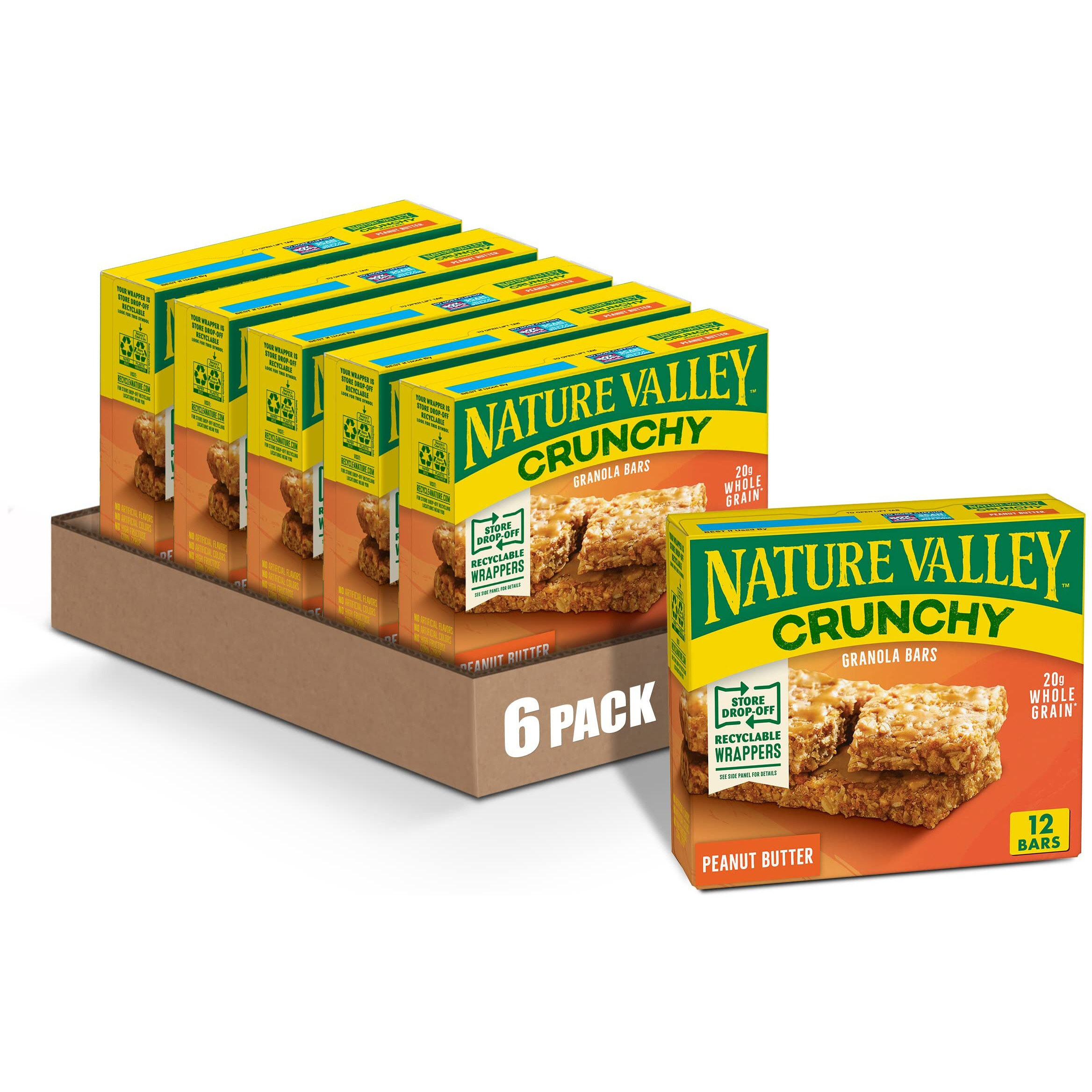 Nature Valley Granola Bars, Crunchy Peanut Butter, 12 Count (Pack Of 6)