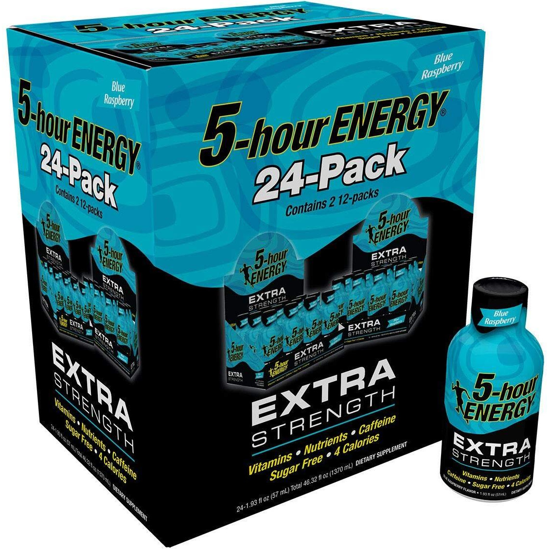5-Hour Energy Extra Strength Blue Raspberry, 46.32 Fluid Ounce 24 Count(Pack Of 1)