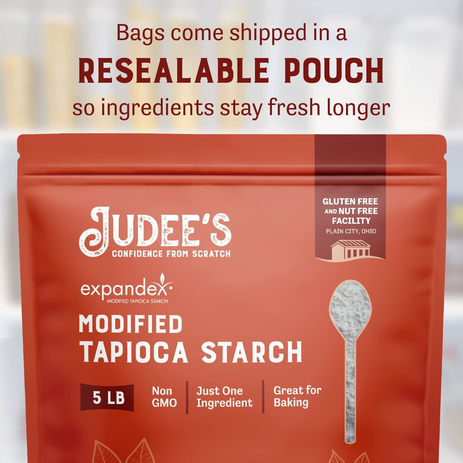 Judees Expandex Modified Tapioca Starch 5 Lb - 100% Non-Gmo, Gluten-Free & Nut-Free - Usa Packaged - Thickens And Enhances Texture - Great For Making Tortillas, Bread, And Bagels