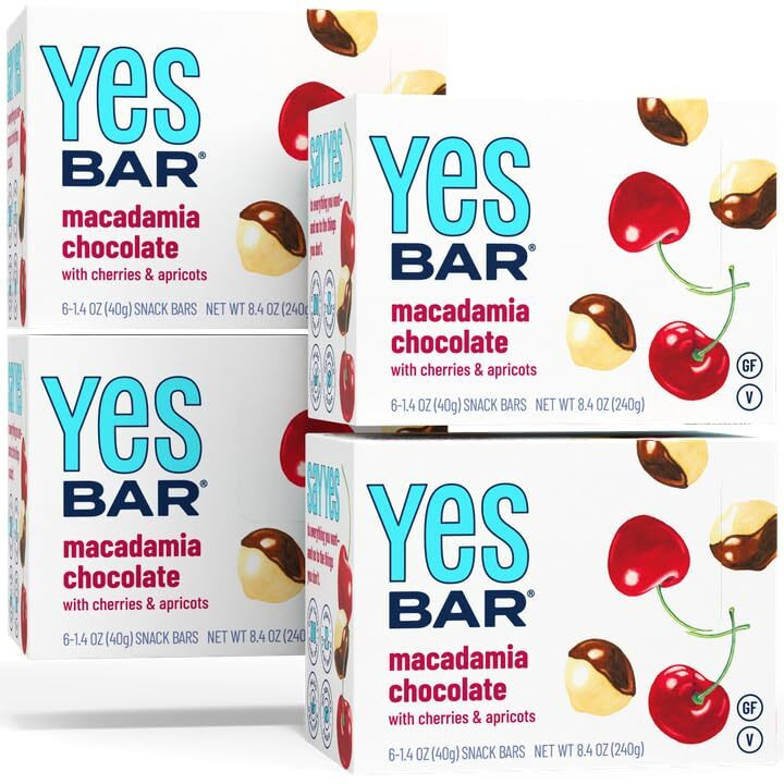 The Yes Bar - Macadamia Chocolate - Plant Based Protein, Decadent Snack Bar - Vegan, Paleo, Gluten Free, Dairy Free, Low Sugar, Healthy Snack, Breakfast, Low Carb, Keto Friendly (24 Count)