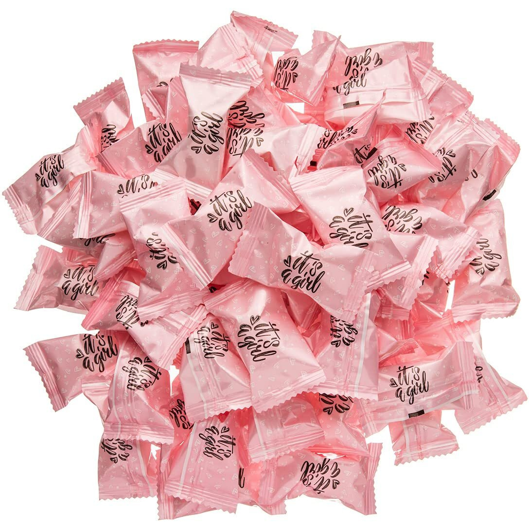 Candy Envy - It's A Girl Buttermints - 13 Oz. Bag - Approximately 100 Individually Wrapped Mints - Baby Shower Party Favor Candy