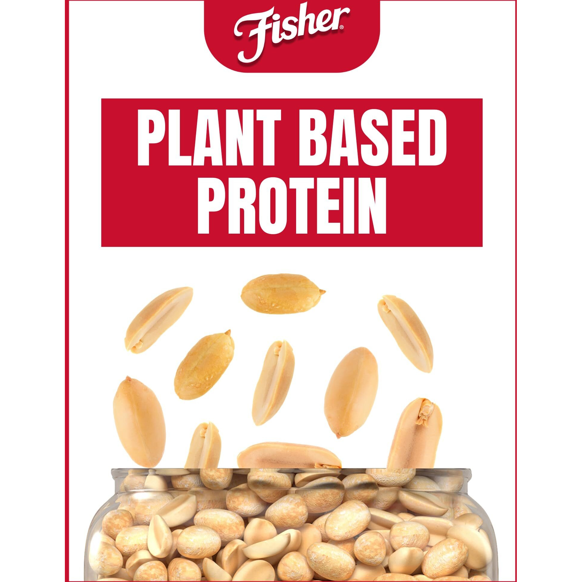 Fisher Oven Roasted Never Fried Peanuts, 24 Ounces (Pack Of 6), Snacks For Adults, Made With Sea Salt, No Added Oils, Artificial Ingredients Or Preservatives, Gluten Free, Vegan Protein, Bulk