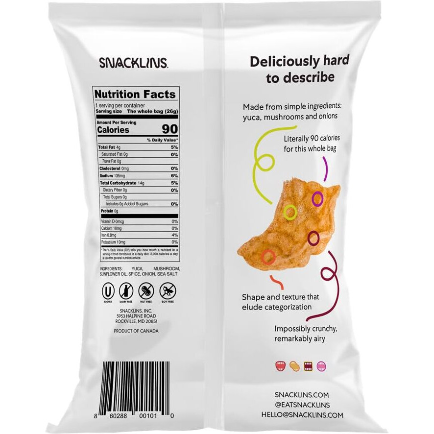 Snacklins Plant Based Crisps Chesapeake Bay - Gluten Free, Grain Free, 100% Kosher, Vegan Healthy Snacks, Crunchy Puffed Snack, Only 90 Calories Per Bag - .9Oz Bag (Case Of 12)