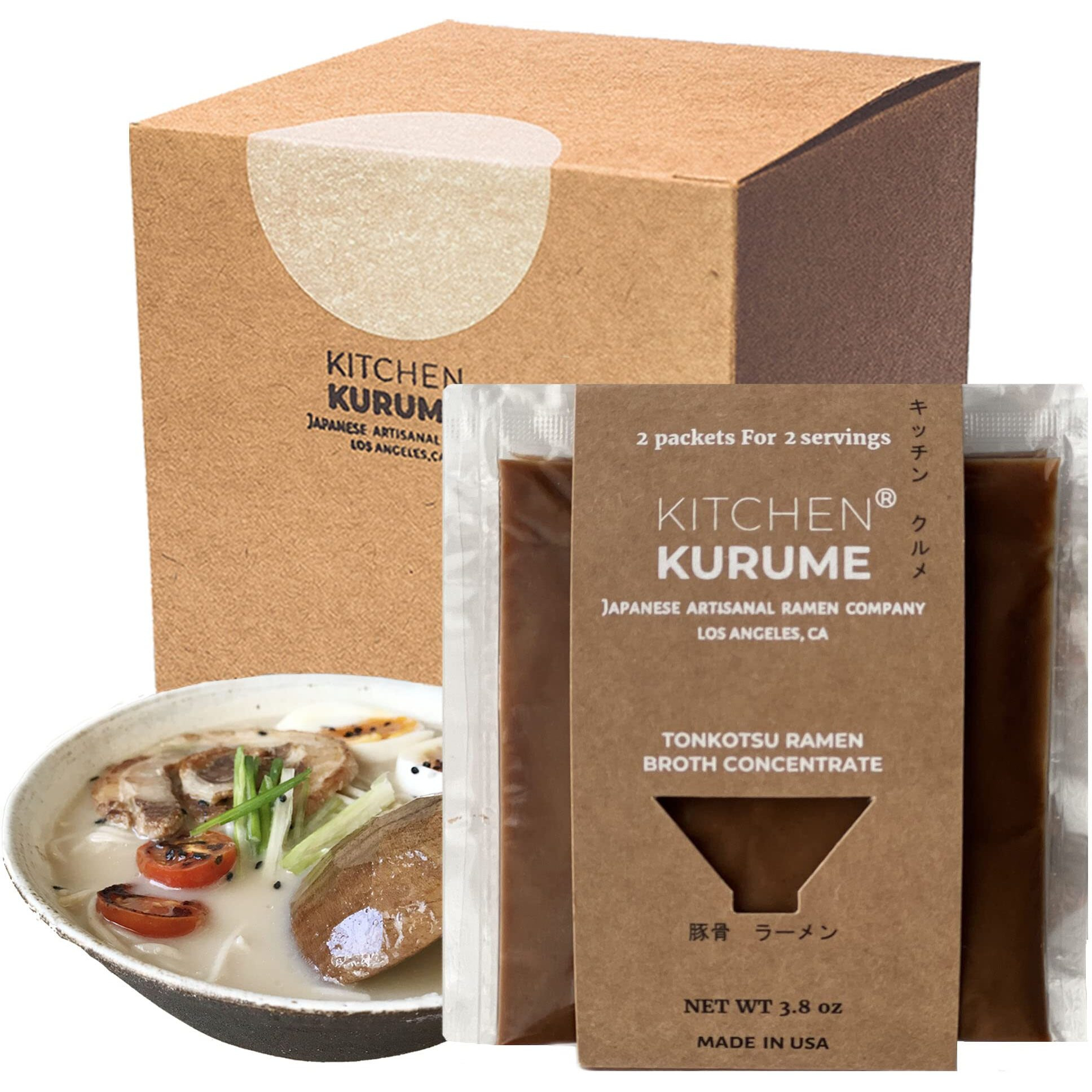Kitchen Kurume Tonkotsu Ramen Broth Concentrate (Pack Of 10), Made In Usa, Japanese Ramen, Pork Bone Soup Base, No Msg, No Preservatives, Fresh Small Batch,19 Fl Oz