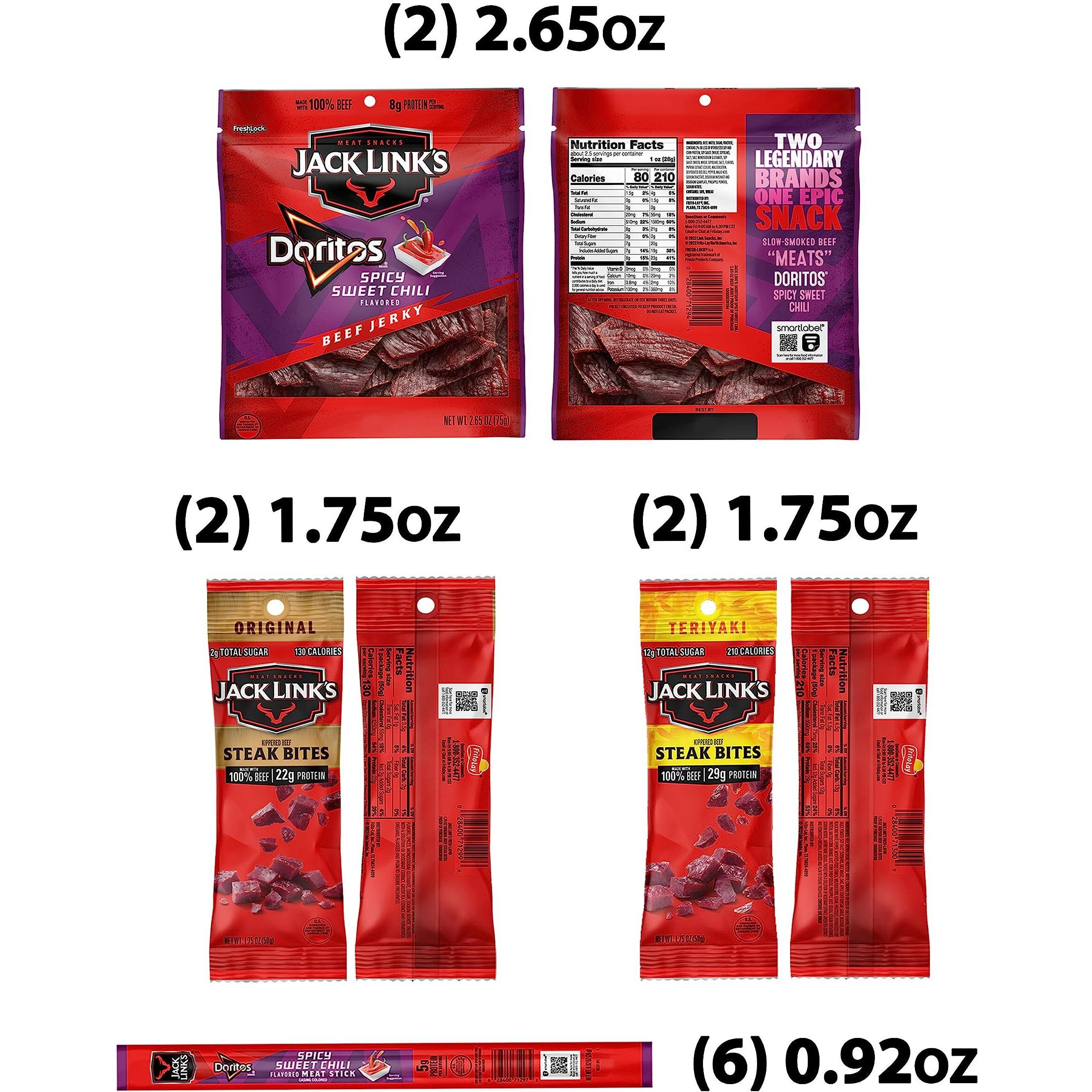 Frito Lay Jack Link's Meats Sampler Variety Pack, (Pack Of 12)