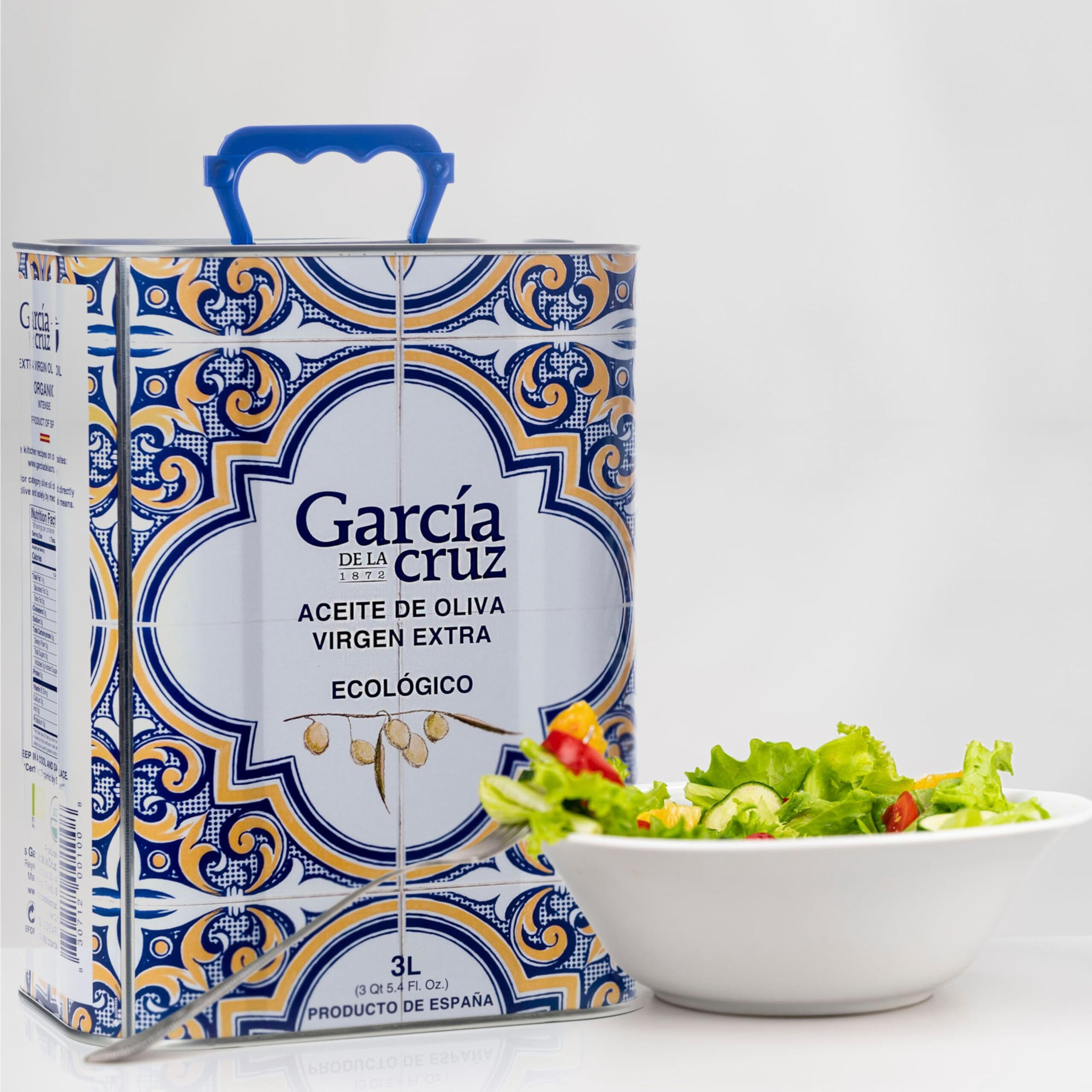 Garc  A De La Cruz - Organic Extra Virgin Olive Oil, Master Miller Premium Oil, Almond And Tomato Tones, Smooth Body, Sourced In Spain, Montes De Toledo, Bottled In Tins - 3L