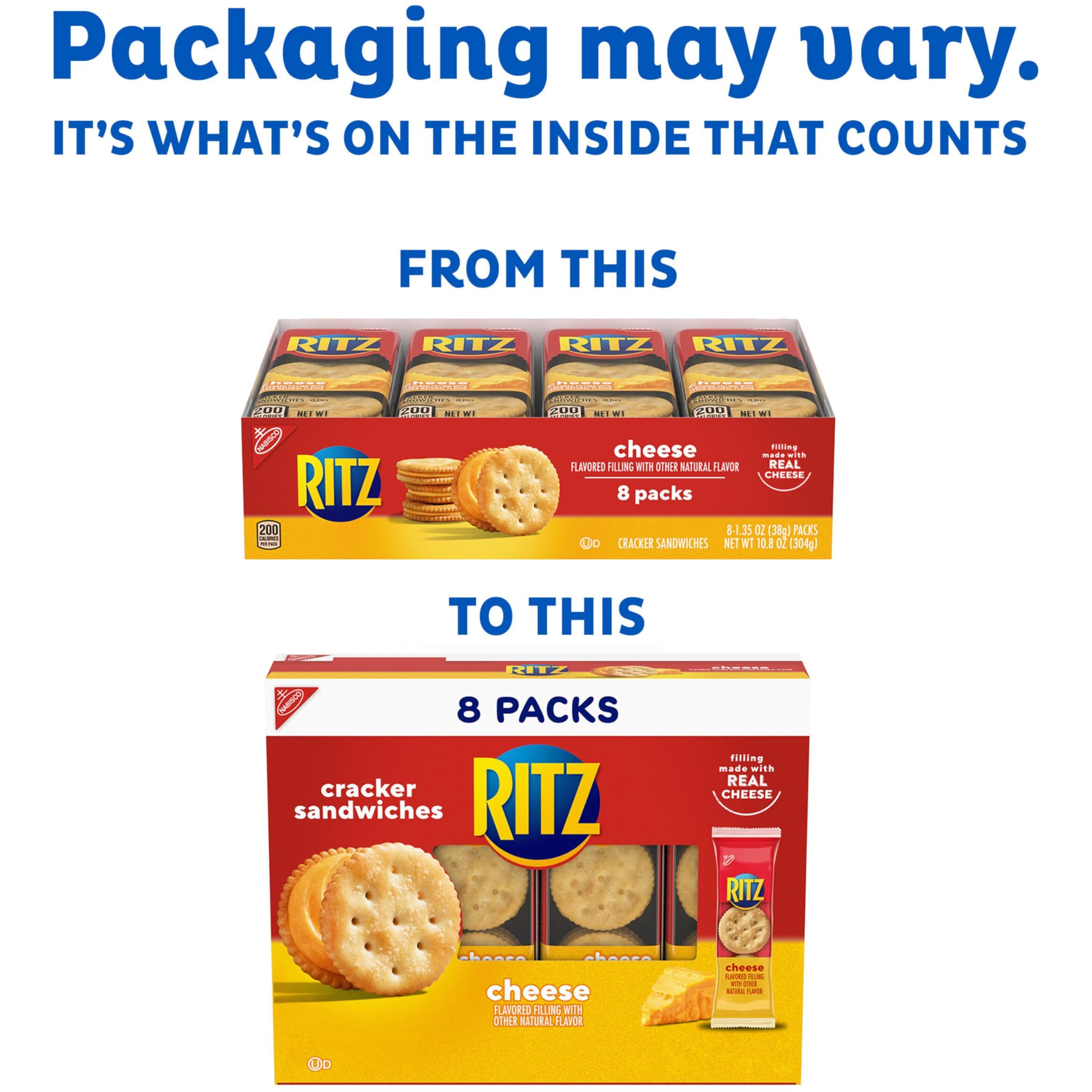 Ritz Cheese Sandwich Crackers, 112 Snack Packs (14 Boxes, 6 Crackers Per Pack)
