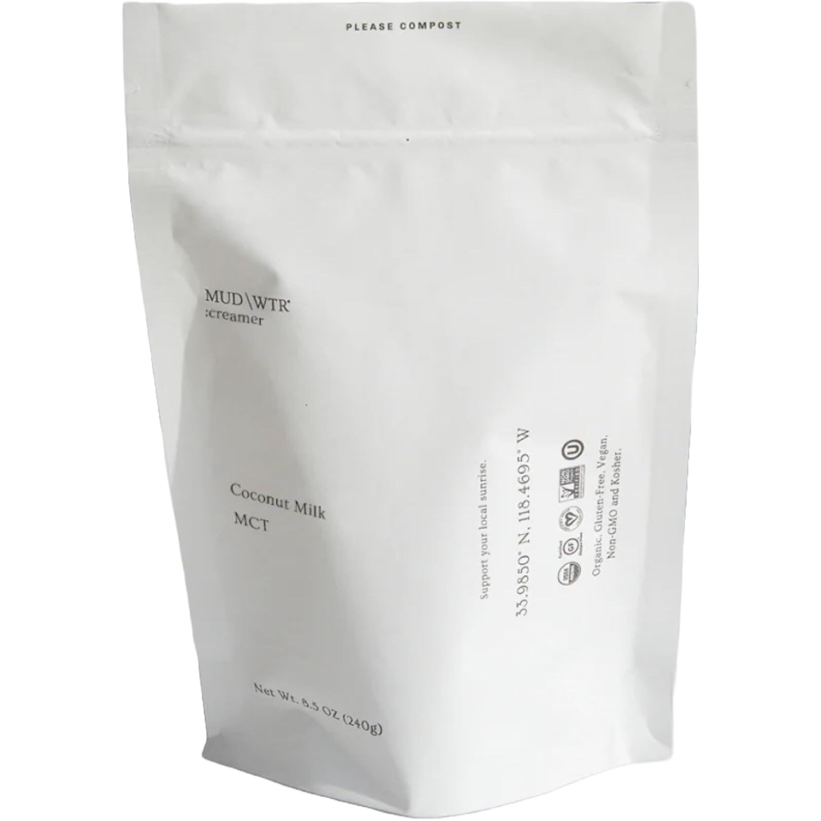 Mud Wtr Plant-Based Powder Creamer(30 Servings) For Mud Wtr Or Coffee, Non-Dairy Made From Mct Oil, Organic, Kosher, Non-Gmo, Gluten Free, Vegan