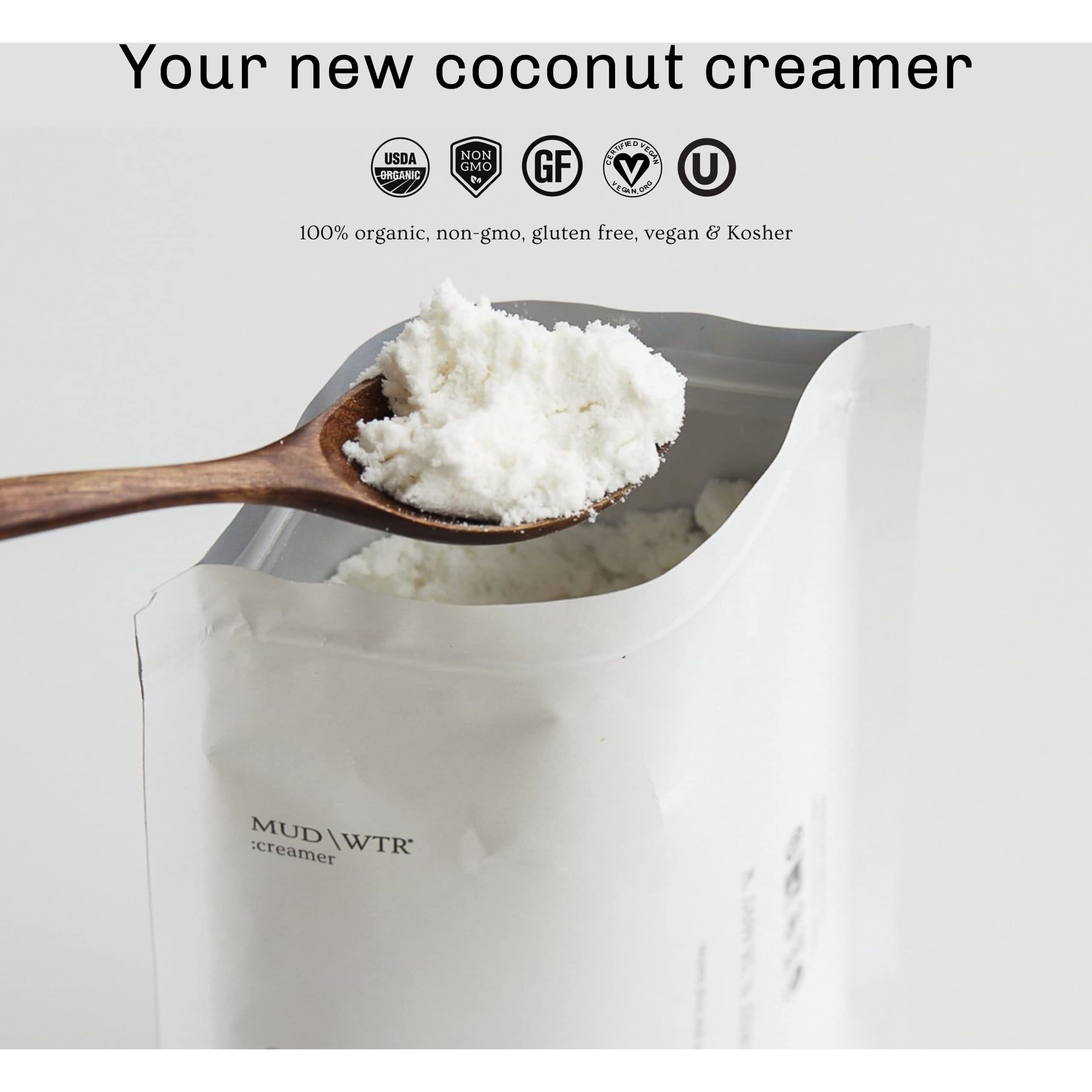 Mud Wtr Plant-Based Powder Creamer(30 Servings) For Mud Wtr Or Coffee, Non-Dairy Made From Mct Oil, Organic, Kosher, Non-Gmo, Gluten Free, Vegan