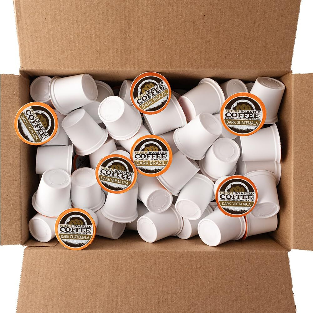 Fresh Roasted Coffee, Dark Roast Variety Pack, K-Cup Compatible, 96 Pods