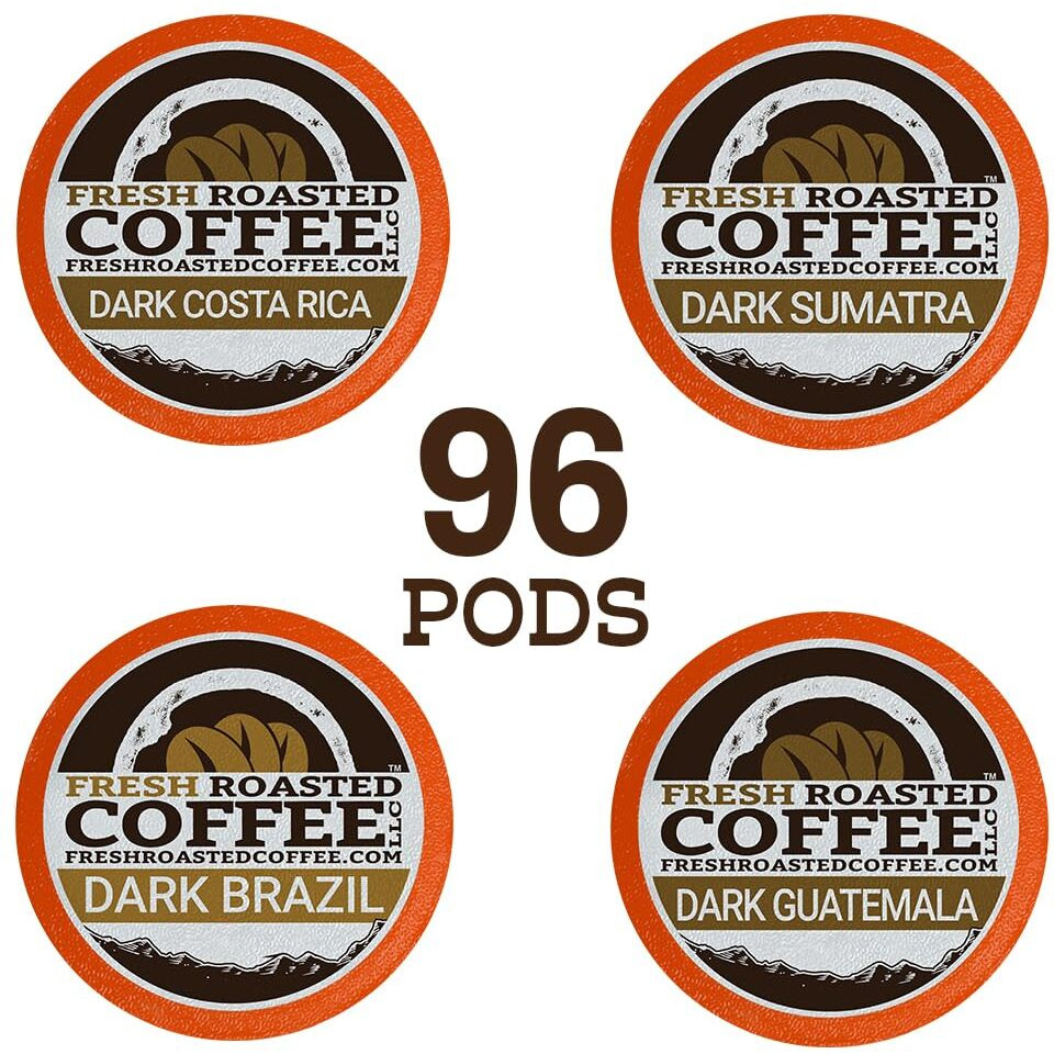 Fresh Roasted Coffee, Dark Roast Variety Pack, K-Cup Compatible, 96 Pods