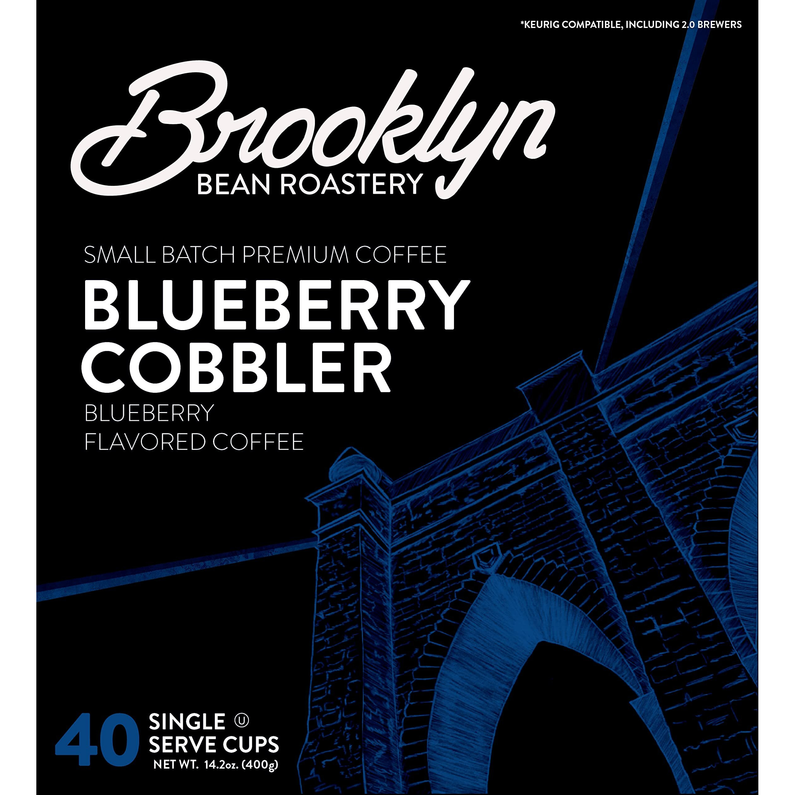 Brooklyn Beans Blueberry Cobbler Coffee Pods, Flavored Gourmet Pack, 40 Count - Compatible With Keurig 2.0 K Cup Brewers - Premium Quality, Rich And Smooth Taste, Single Serve Pods